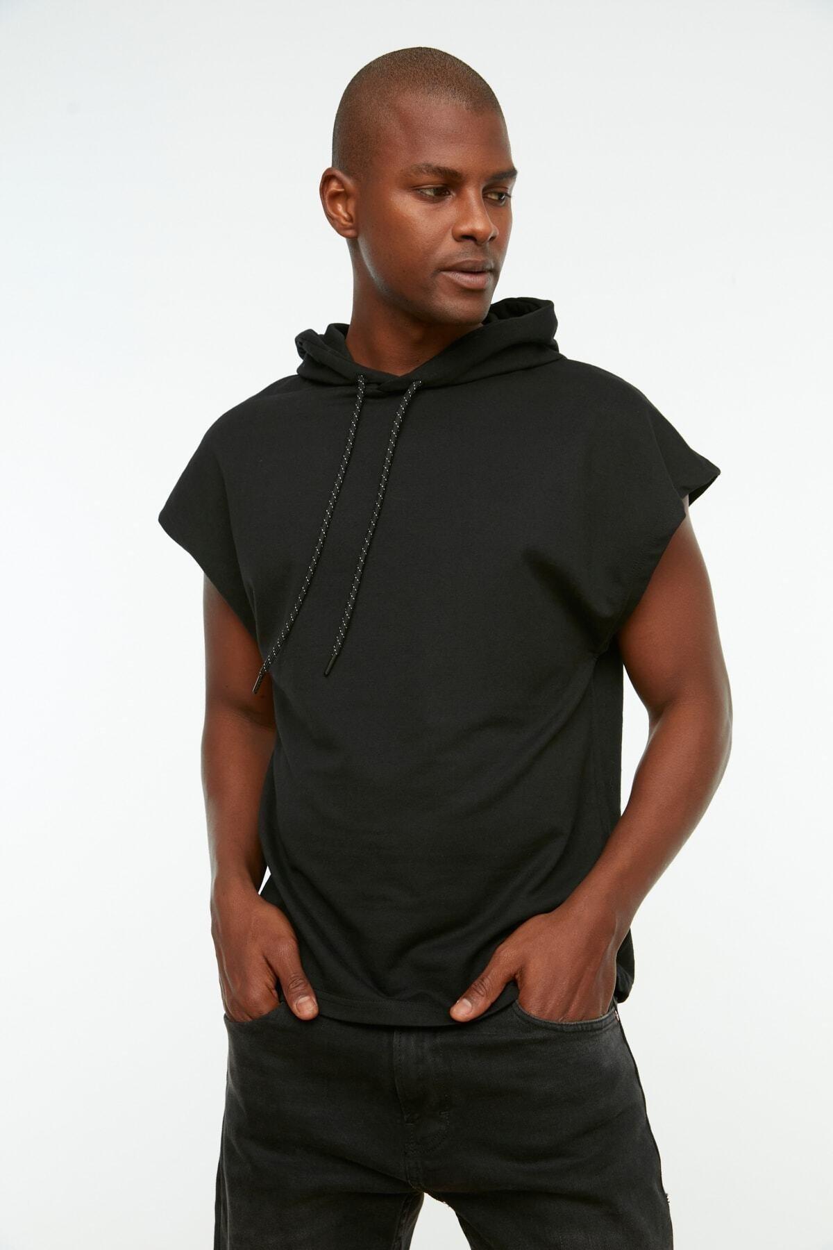 Black Oversize Hooded Sweatshirt, , large image number 6