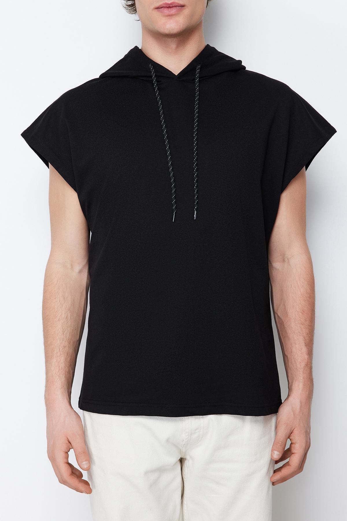 Black Oversize Hooded Sweatshirt, , large image number 7