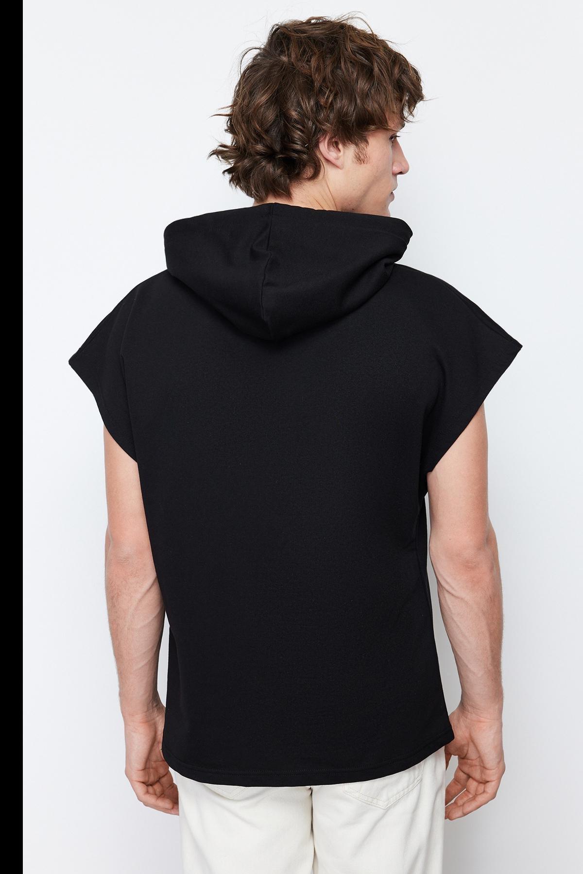Black Oversize Hooded Sweatshirt, , large image number 9