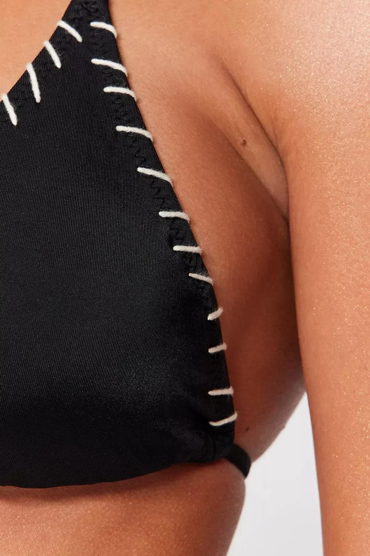 قطعة بيكيني علوية سادة، أسود, Black, large image number 4