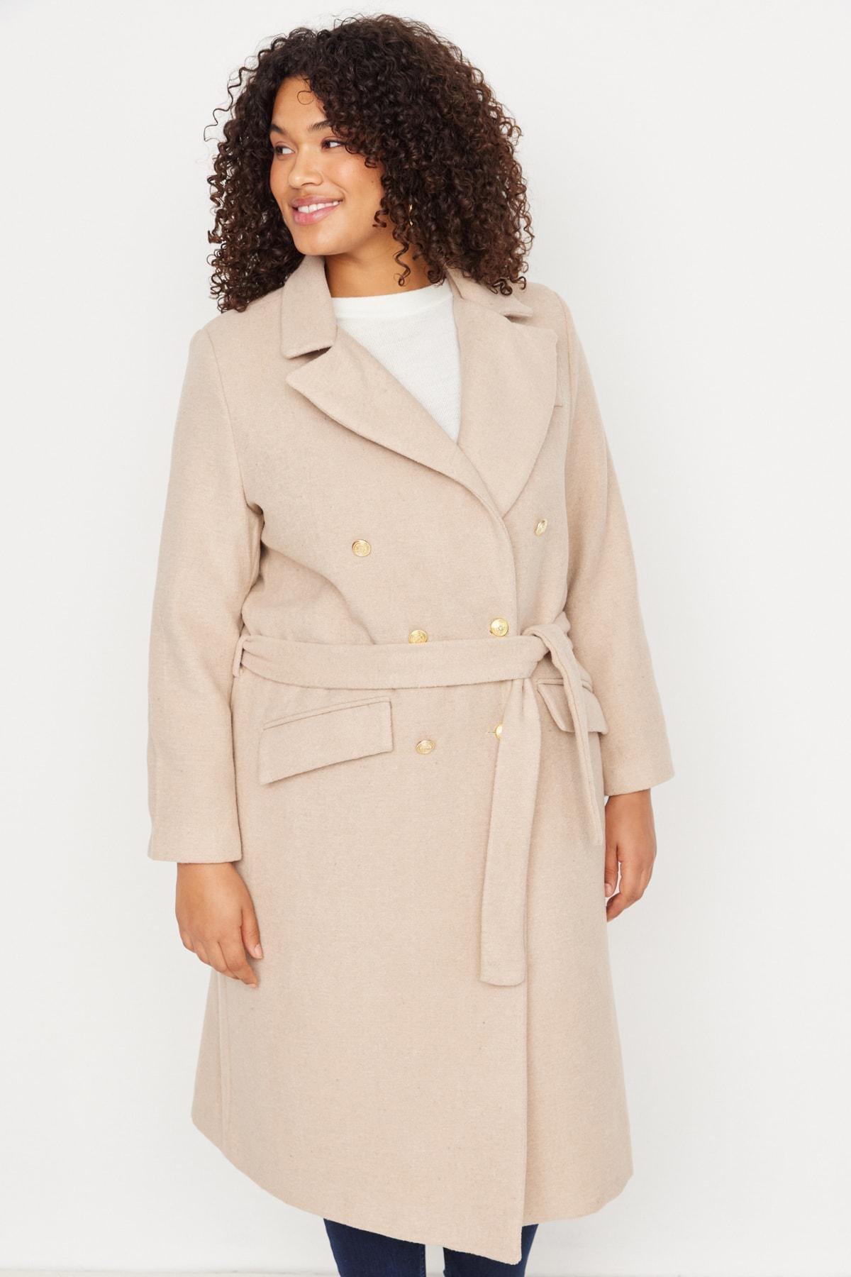 YOURS Curve Plus Size Beige Brown Longline Blazer