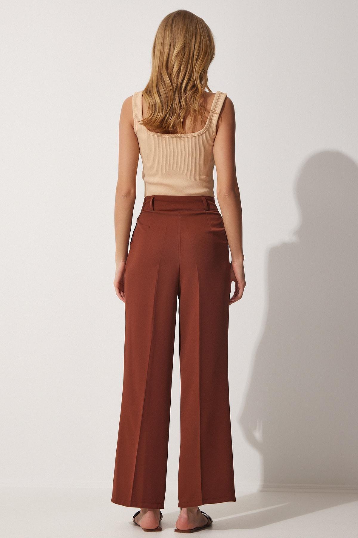 Brown Straight Pants, Brown, large image number 2