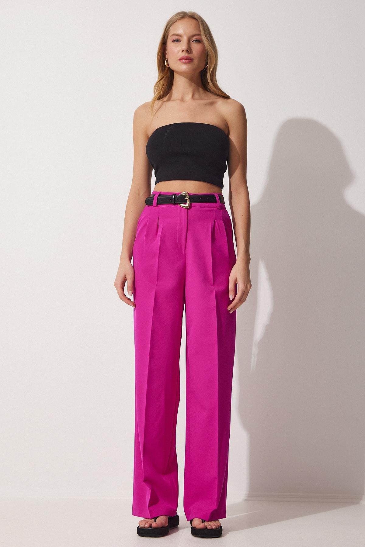 Pink Straight Pants, DARK PINK, large image number 0