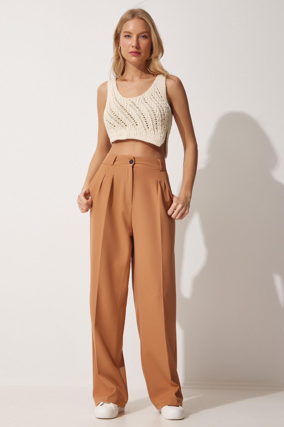 Brown Straight Pants, , large image number 1