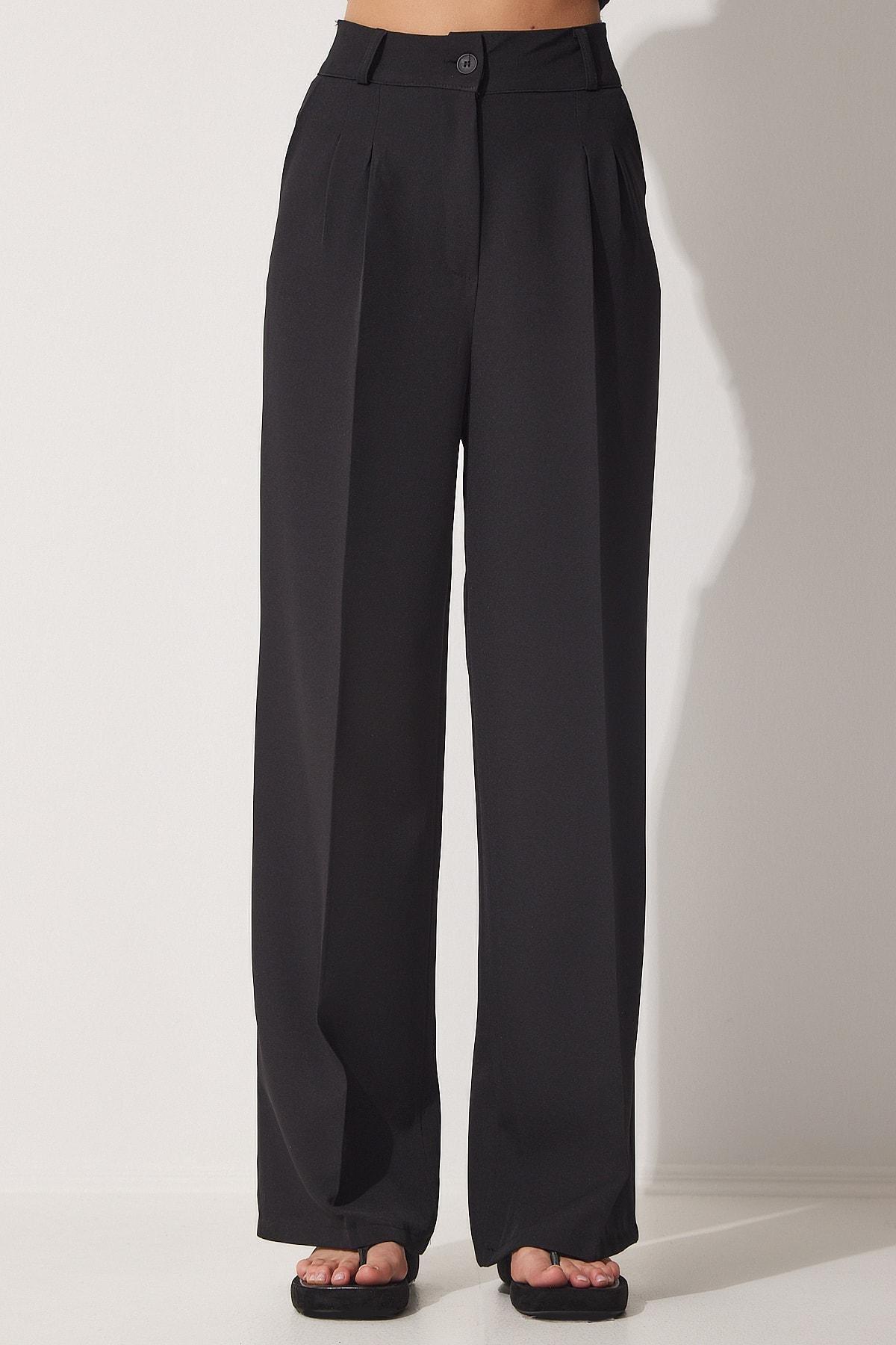 بنطال بقصة مستقيمة، أسود, BLACK, large image number 4