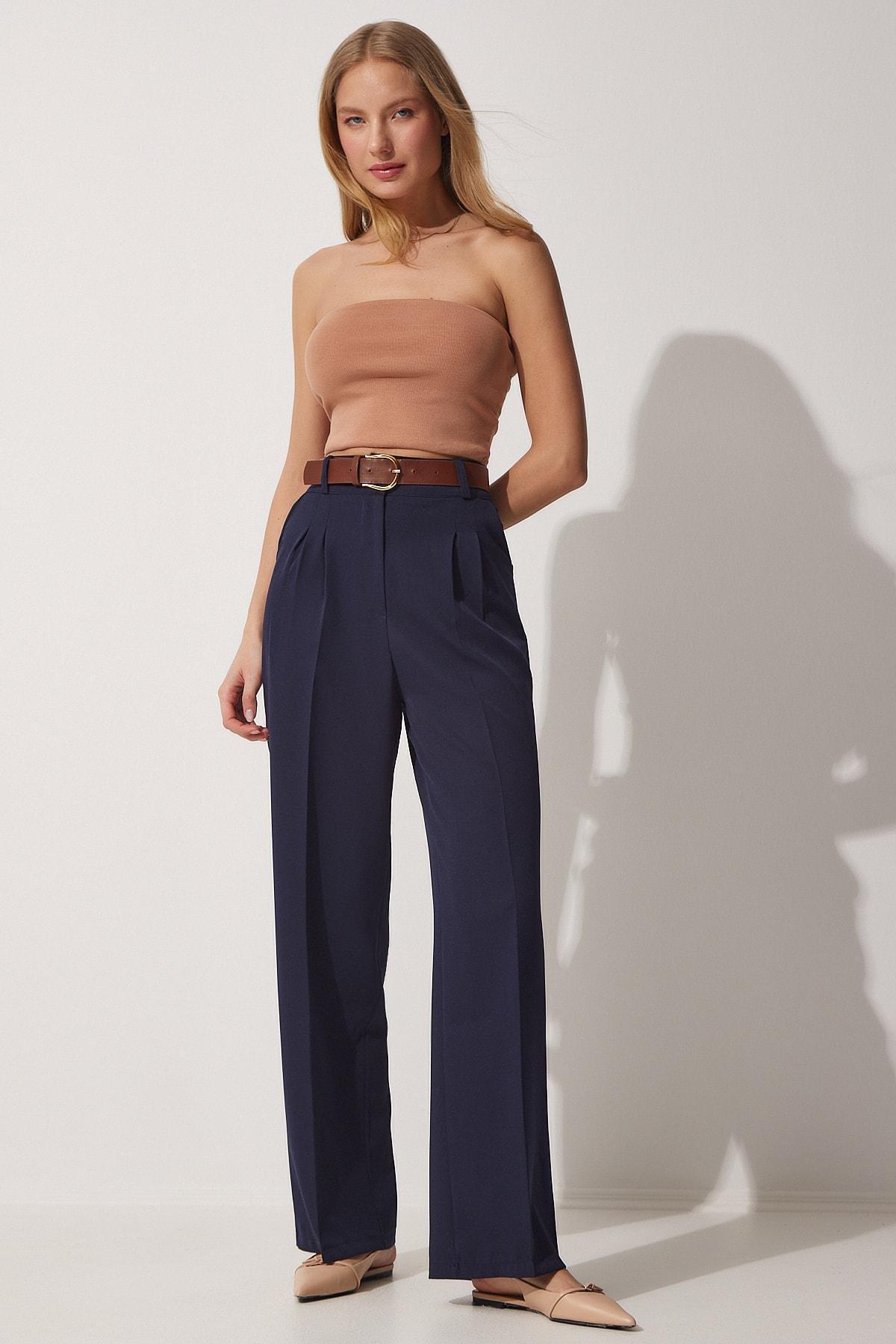 Navy Straight Pants, , large image number 0
