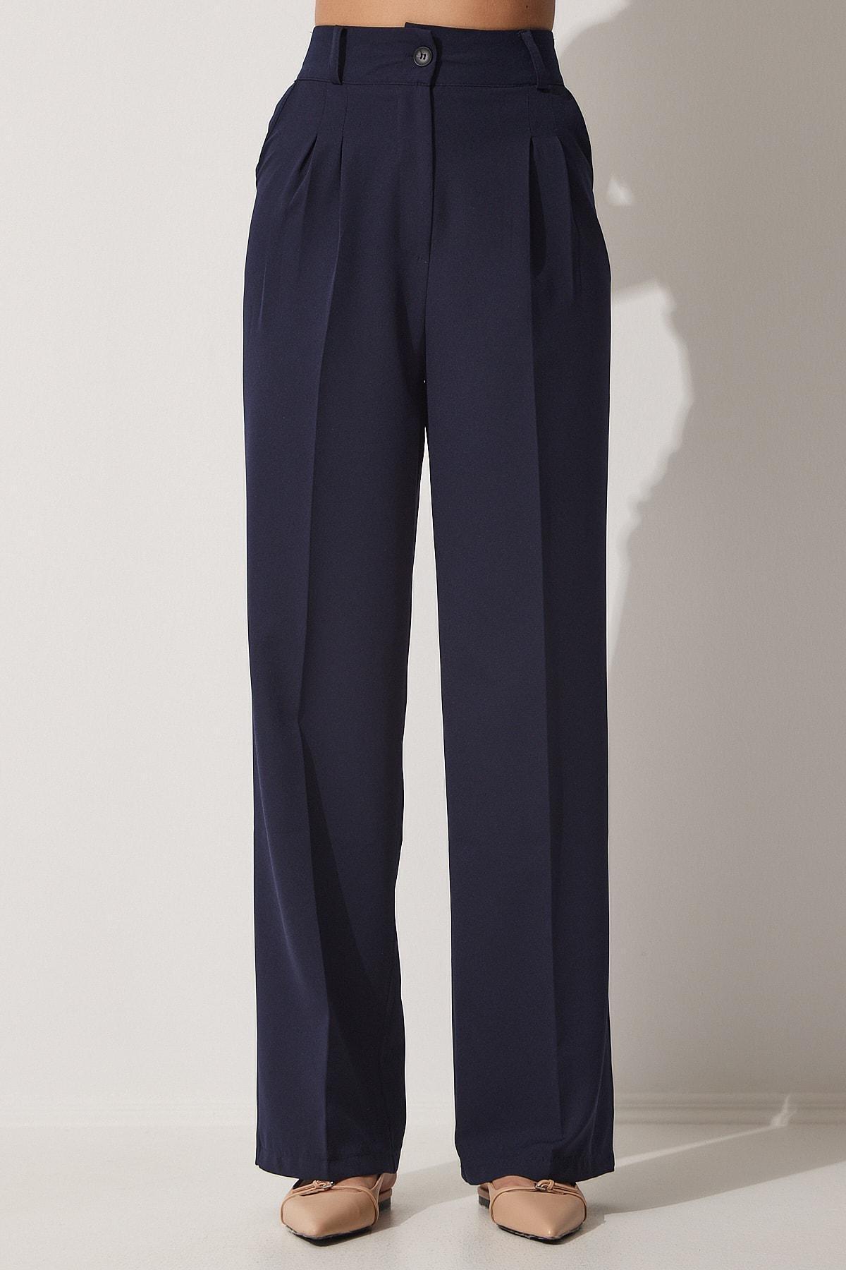 Navy Straight Pants, , large image number 2