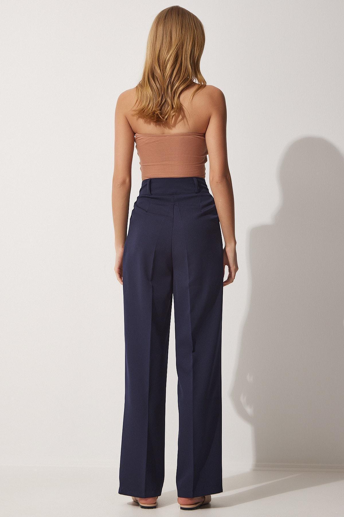Navy Straight Pants, , large image number 3