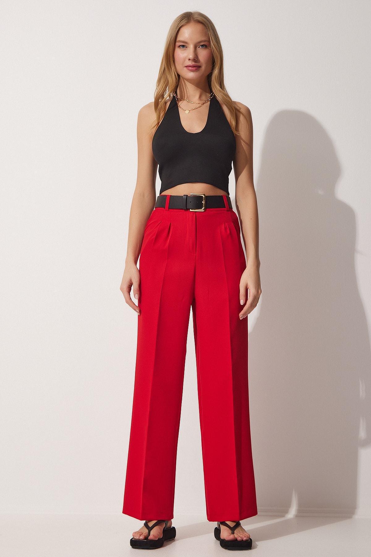 Red Straight Pants, , large image number 1