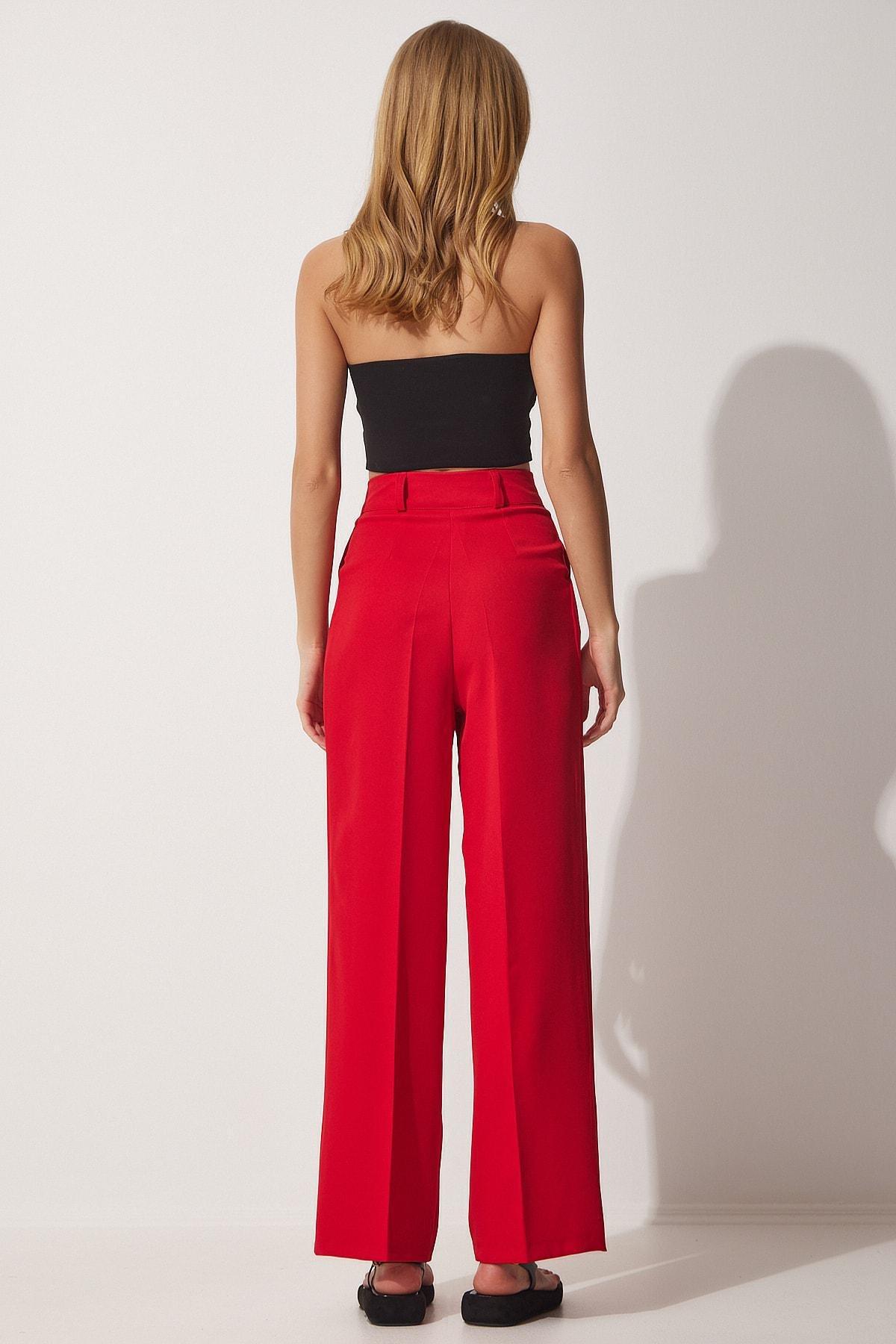Red Straight Pants, , large image number 3