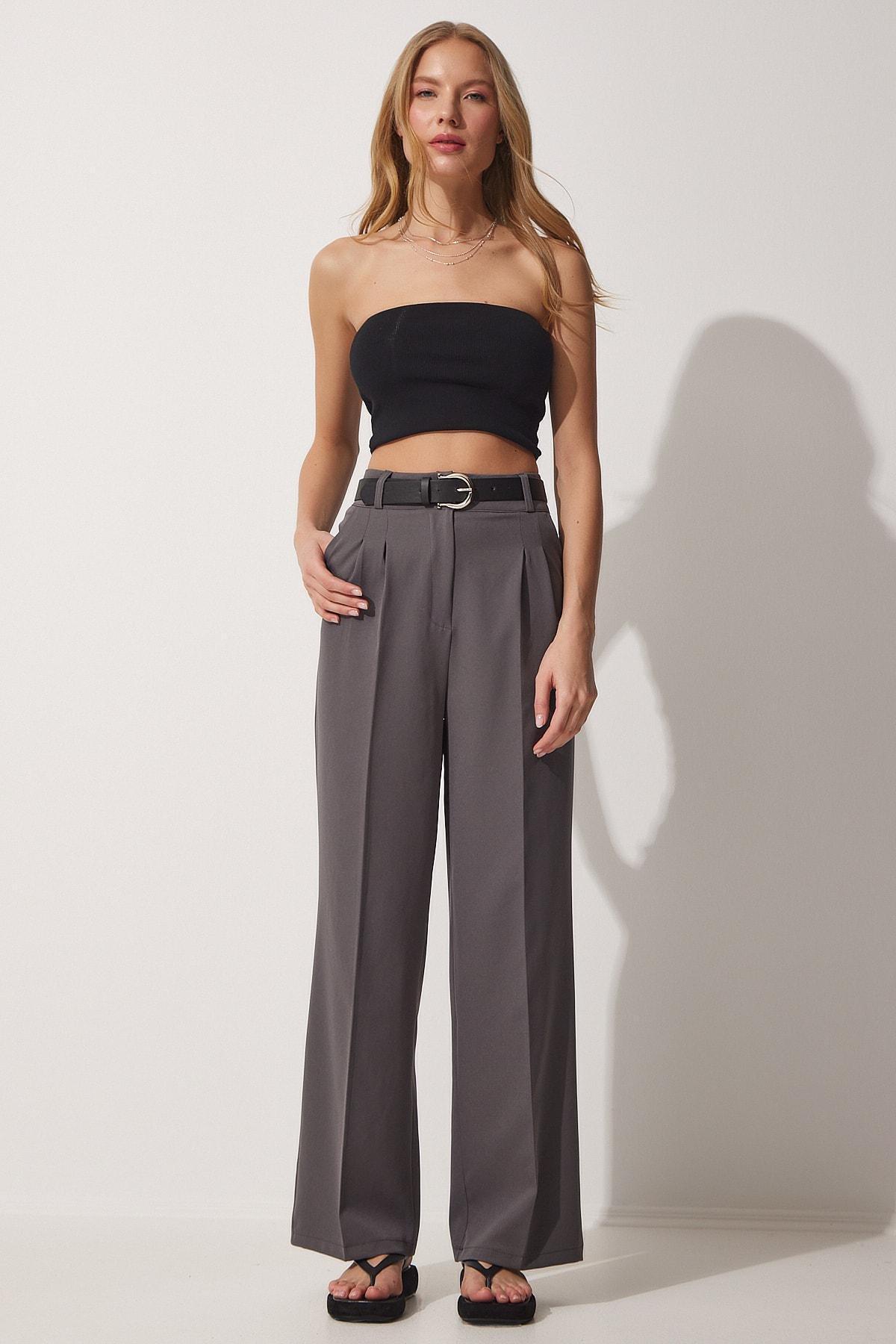 Gray Straight Pants, Smoked, large image number 1