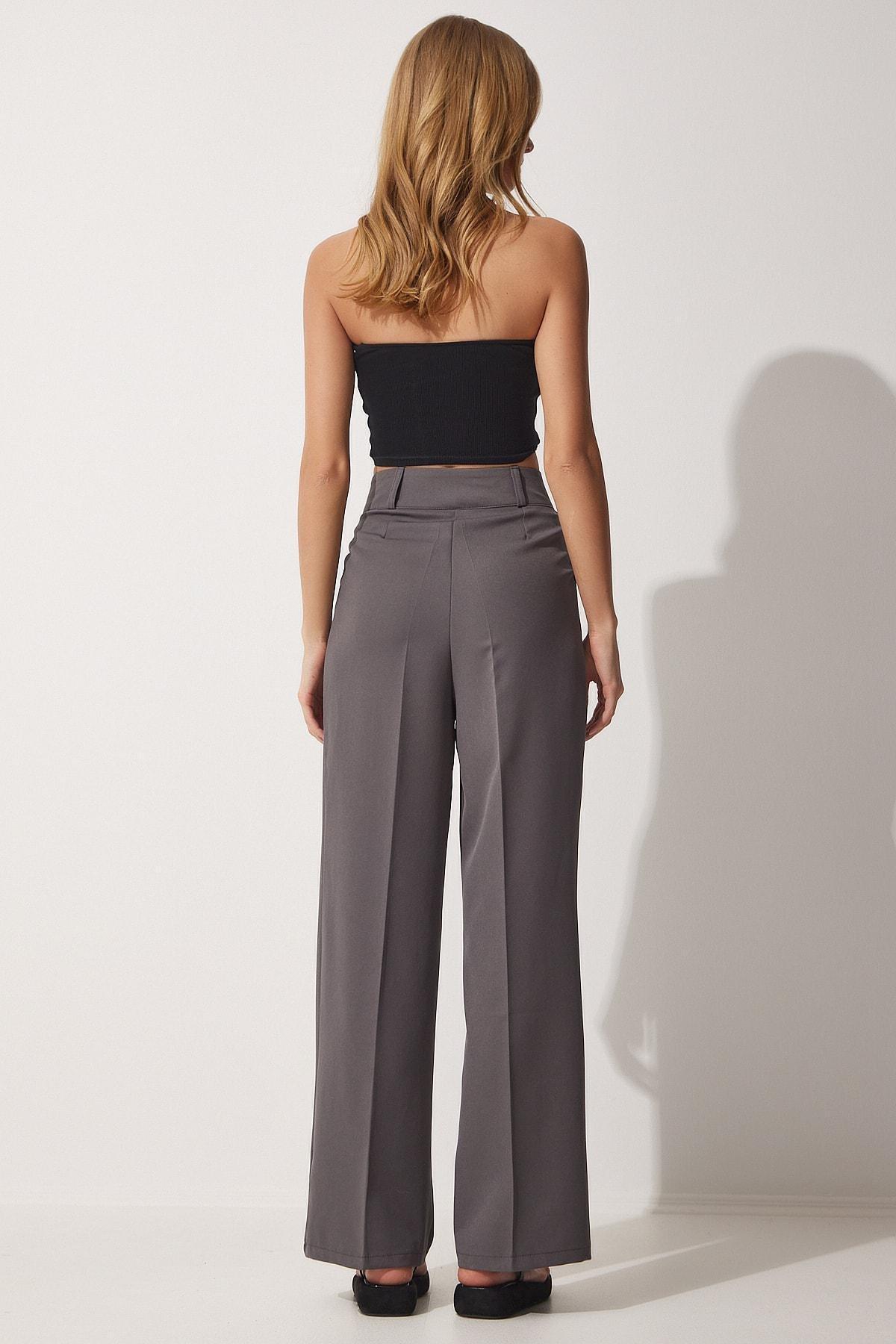 Gray Straight Pants, Smoked, large image number 3