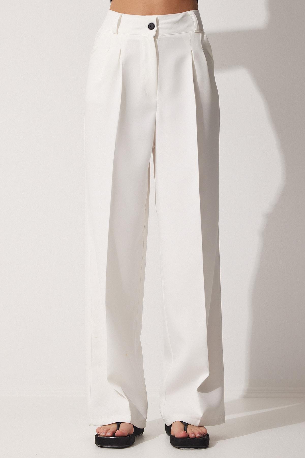 White Straight Pants, White, large image number 2