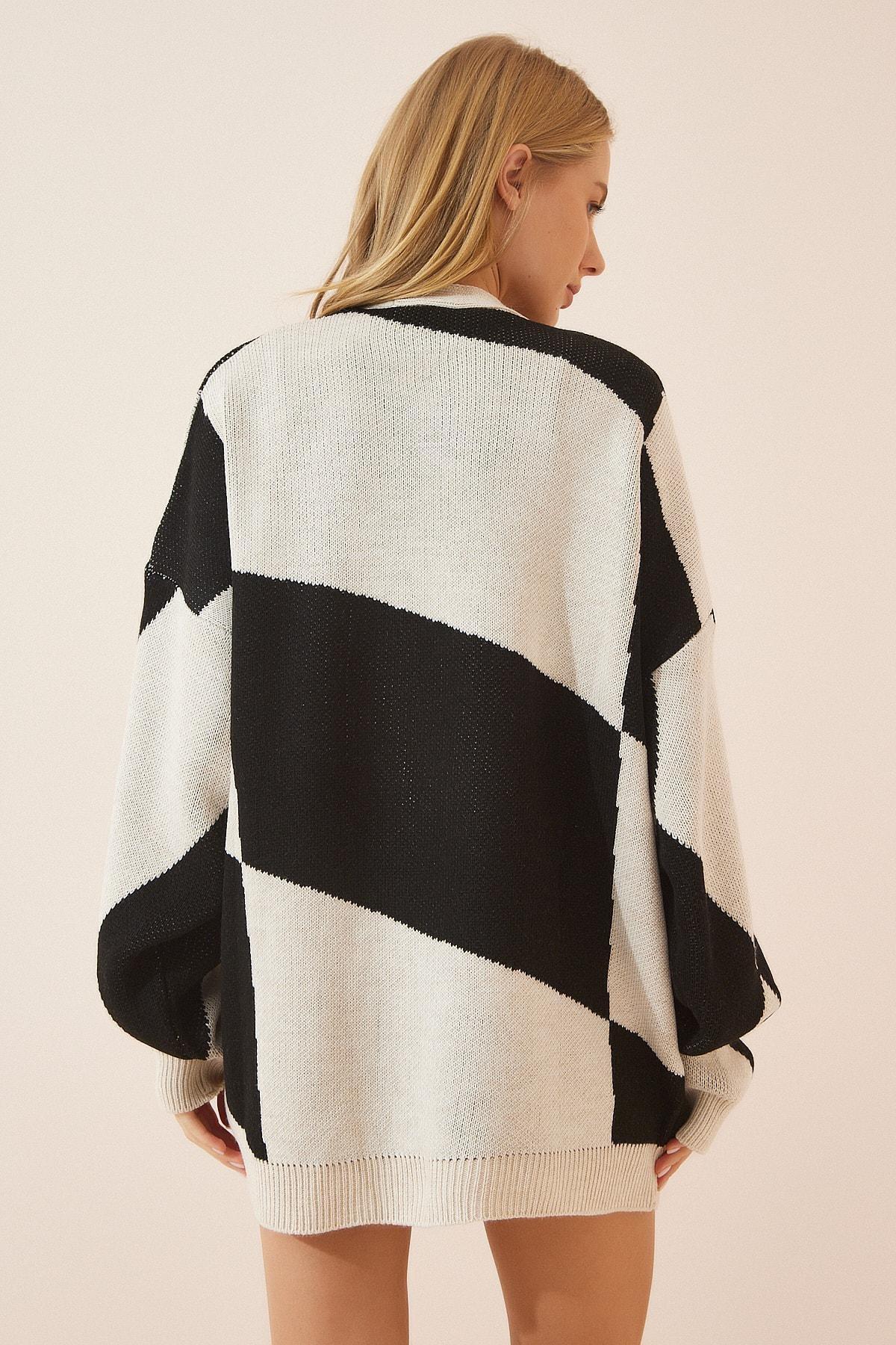 Black Colourblock Double-Breasted Jacket, Black Beige, large image number 4