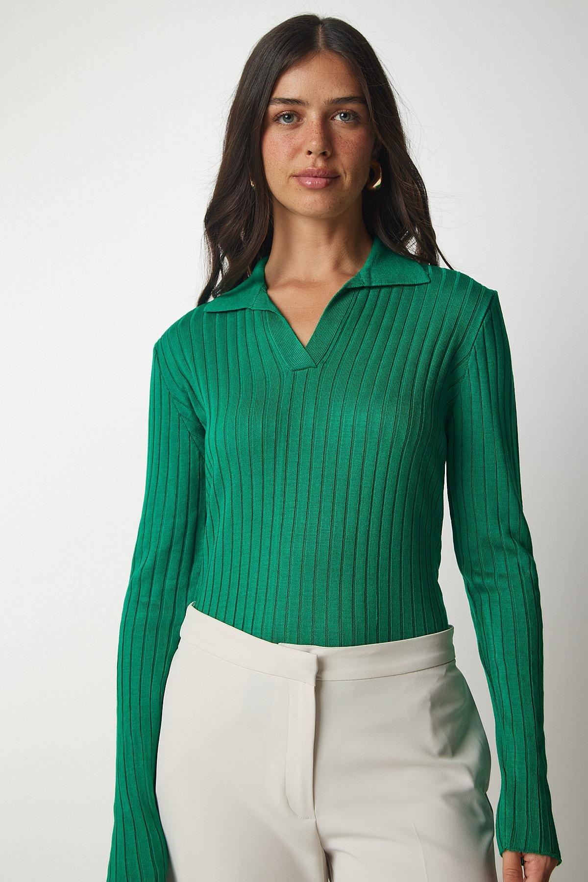 Green Polo Neck Sweater, Green, large image number 0