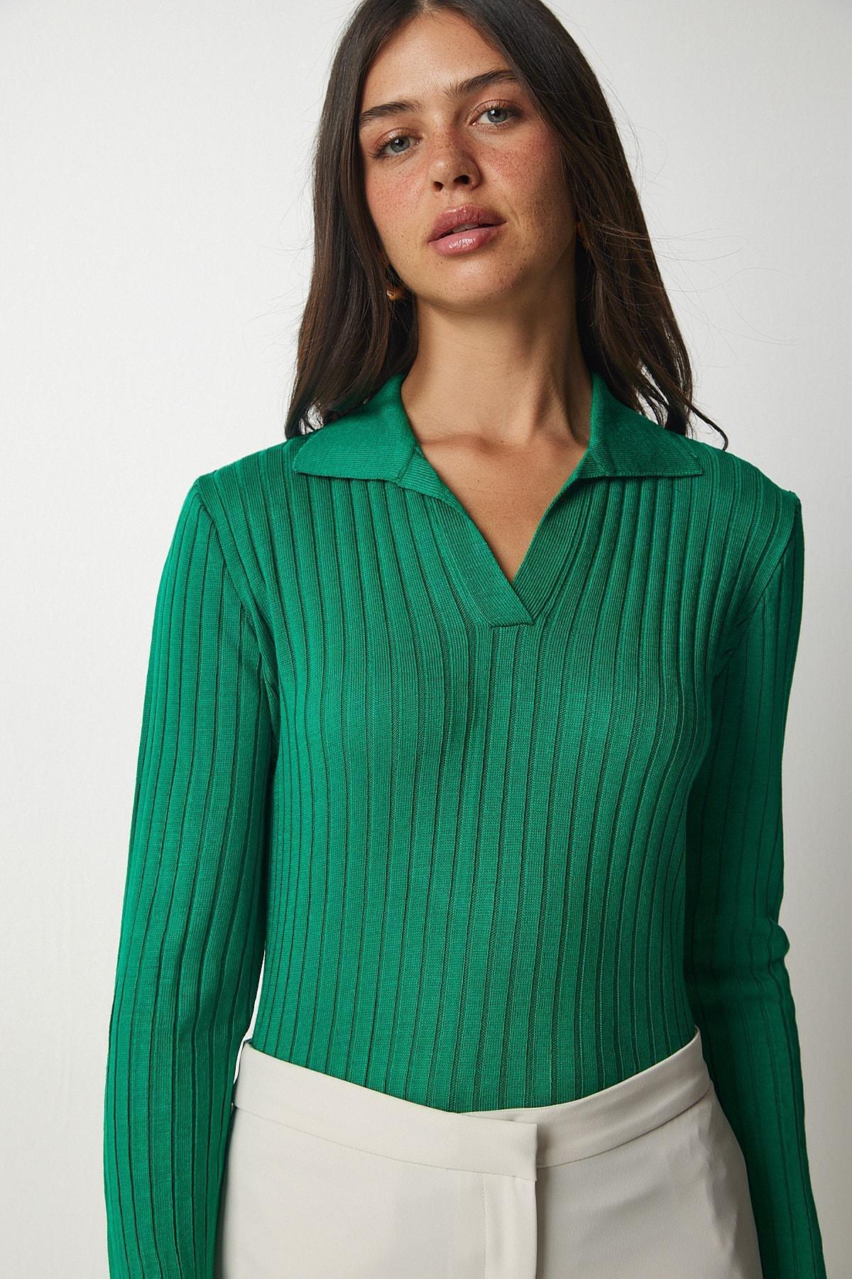 Green Polo Neck Sweater, Green, large image number 2