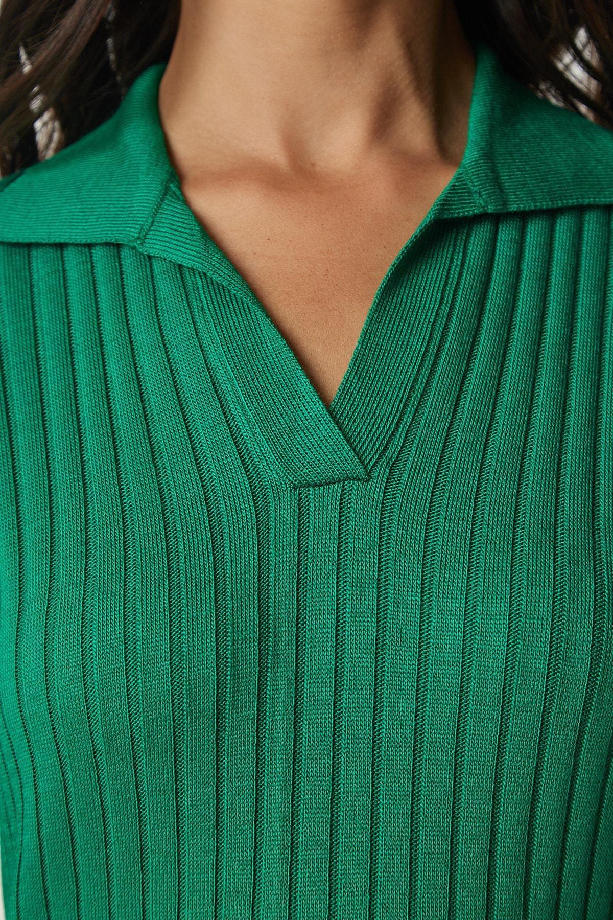 Green Polo Neck Sweater, Green, large image number 3