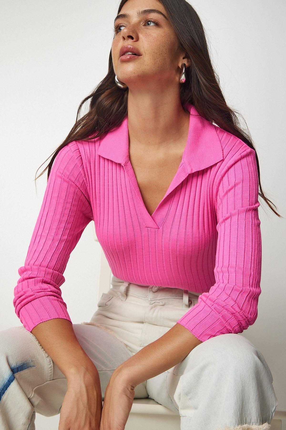 Pink Polo Neck Sweater, Pink, large image number 0