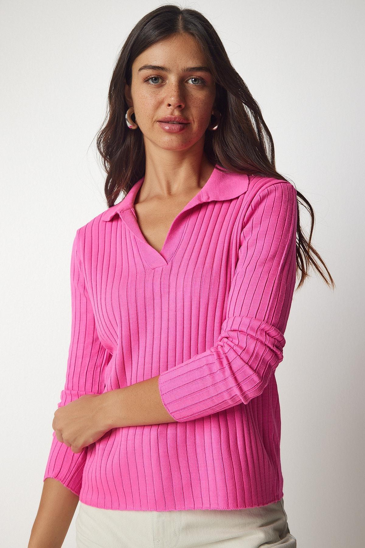 Pink Polo Neck Sweater, Pink, large image number 1