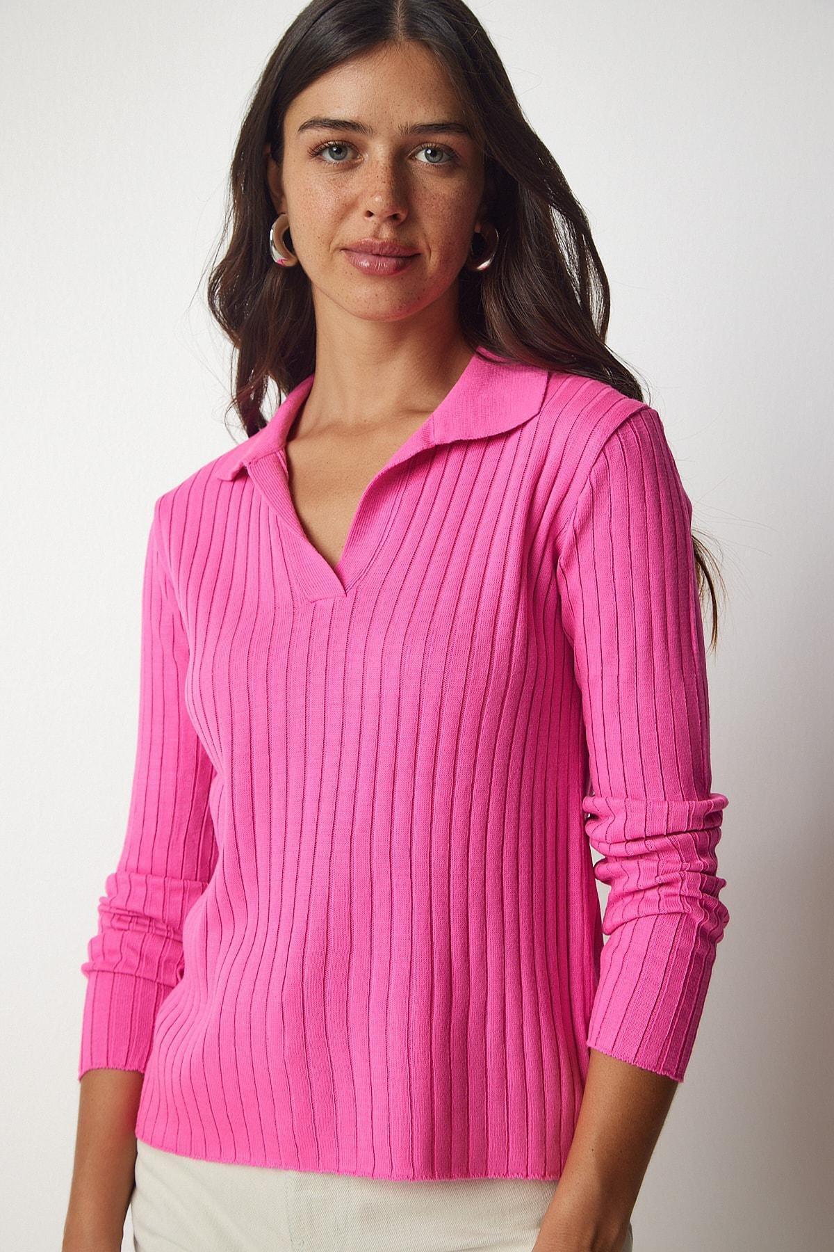 Pink Polo Neck Sweater, Pink, large image number 2