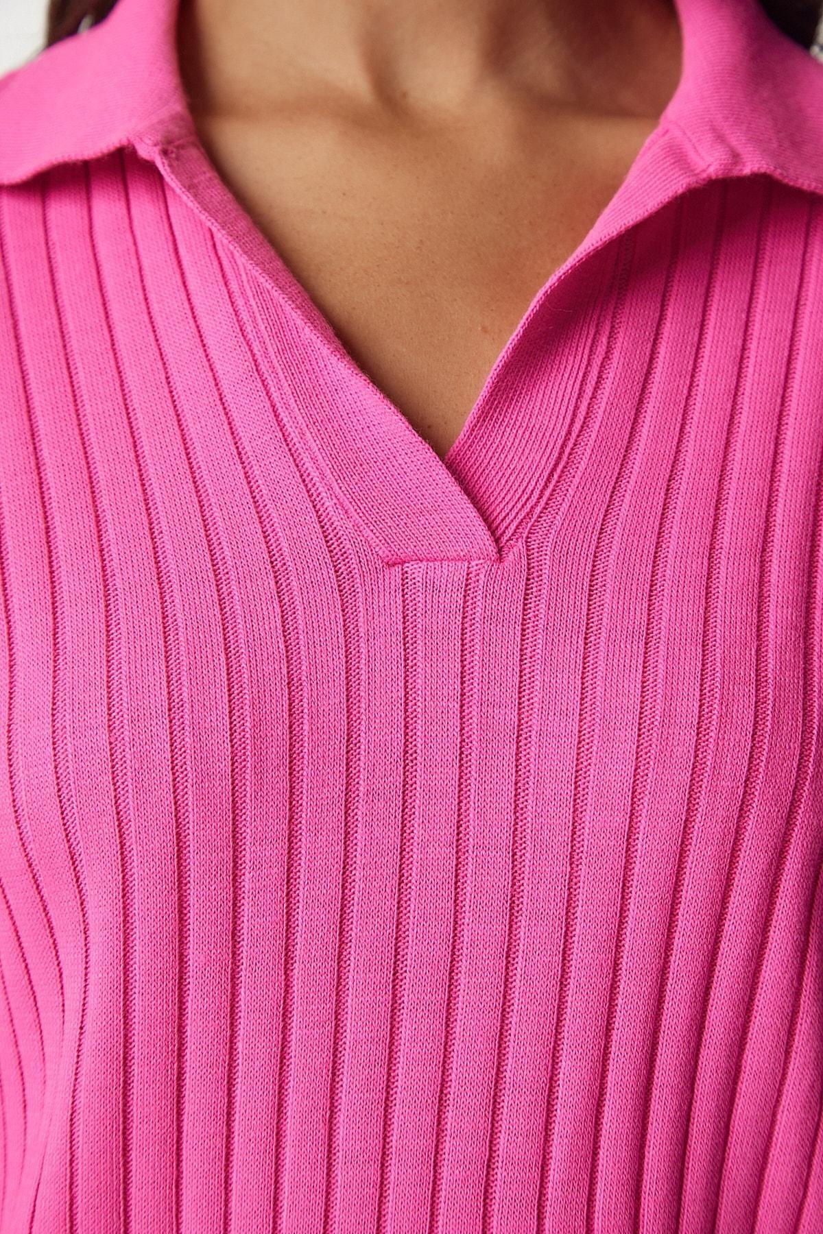 Pink Polo Neck Sweater, Pink, large image number 3