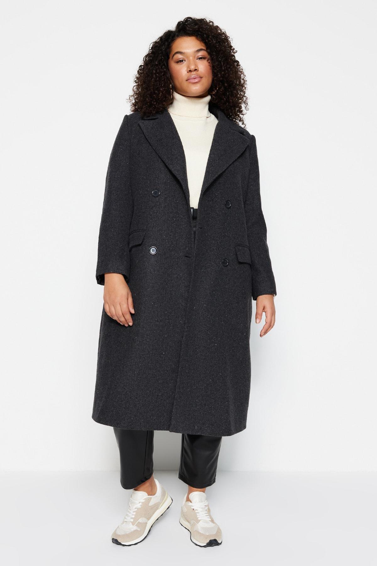 Black Puffer Plus Size Coat, , large image number 0