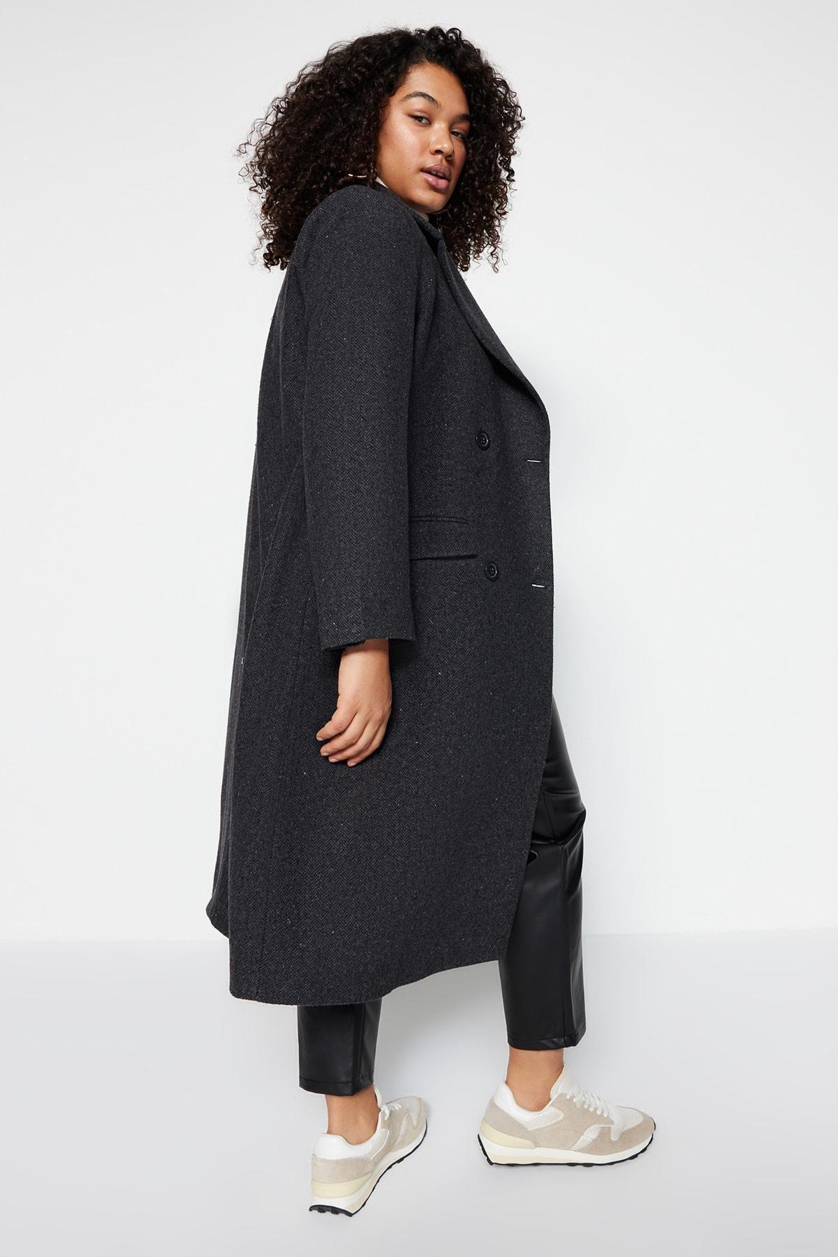 Trendyol - Black Puffer Plus Size Coat