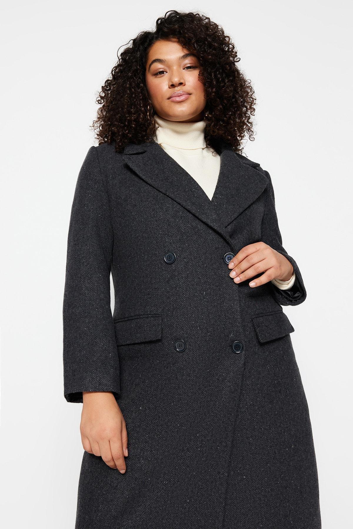 Trendyol - Black Puffer Plus Size Coat