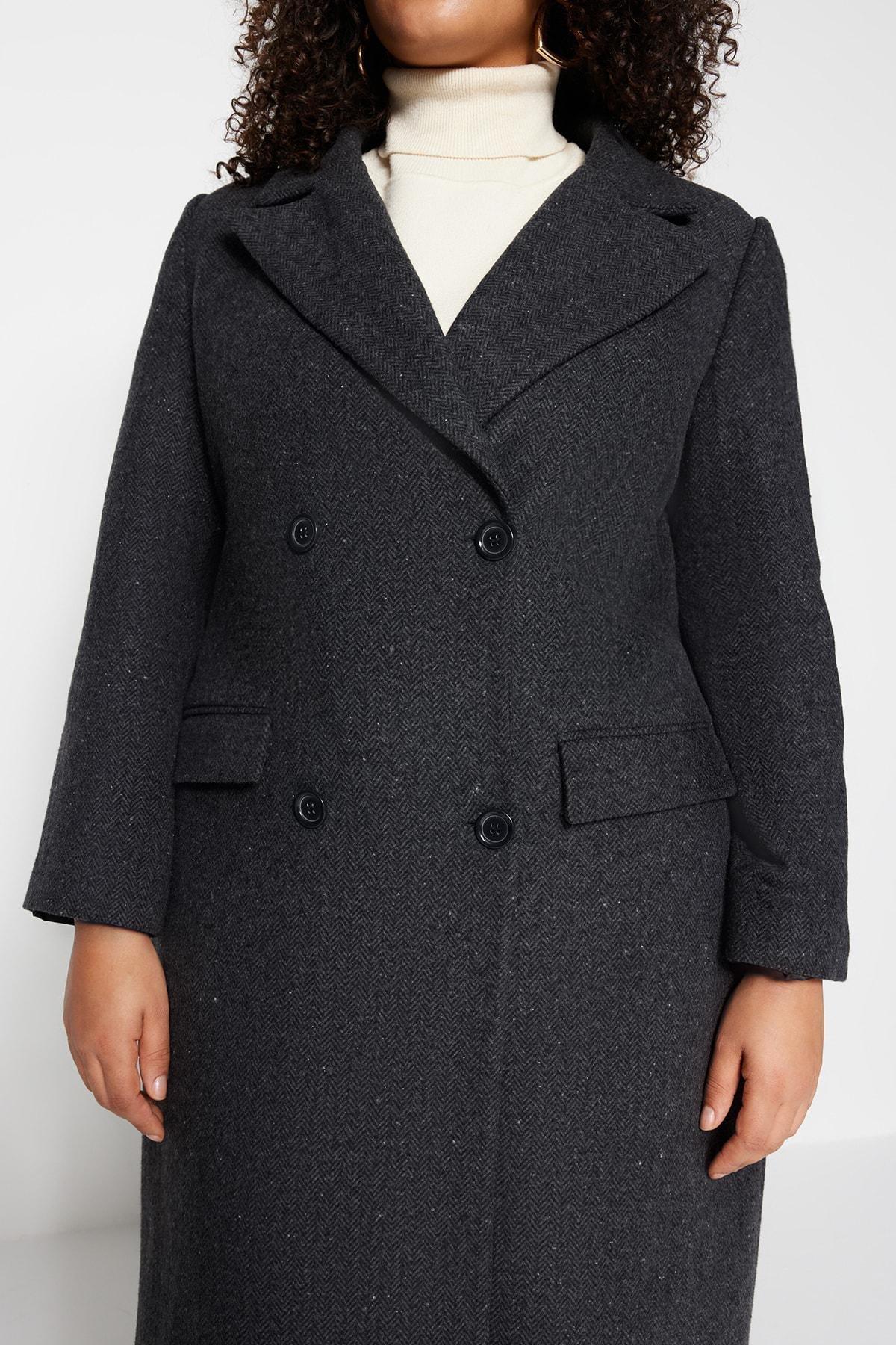 Trendyol - Black Puffer Plus Size Coat