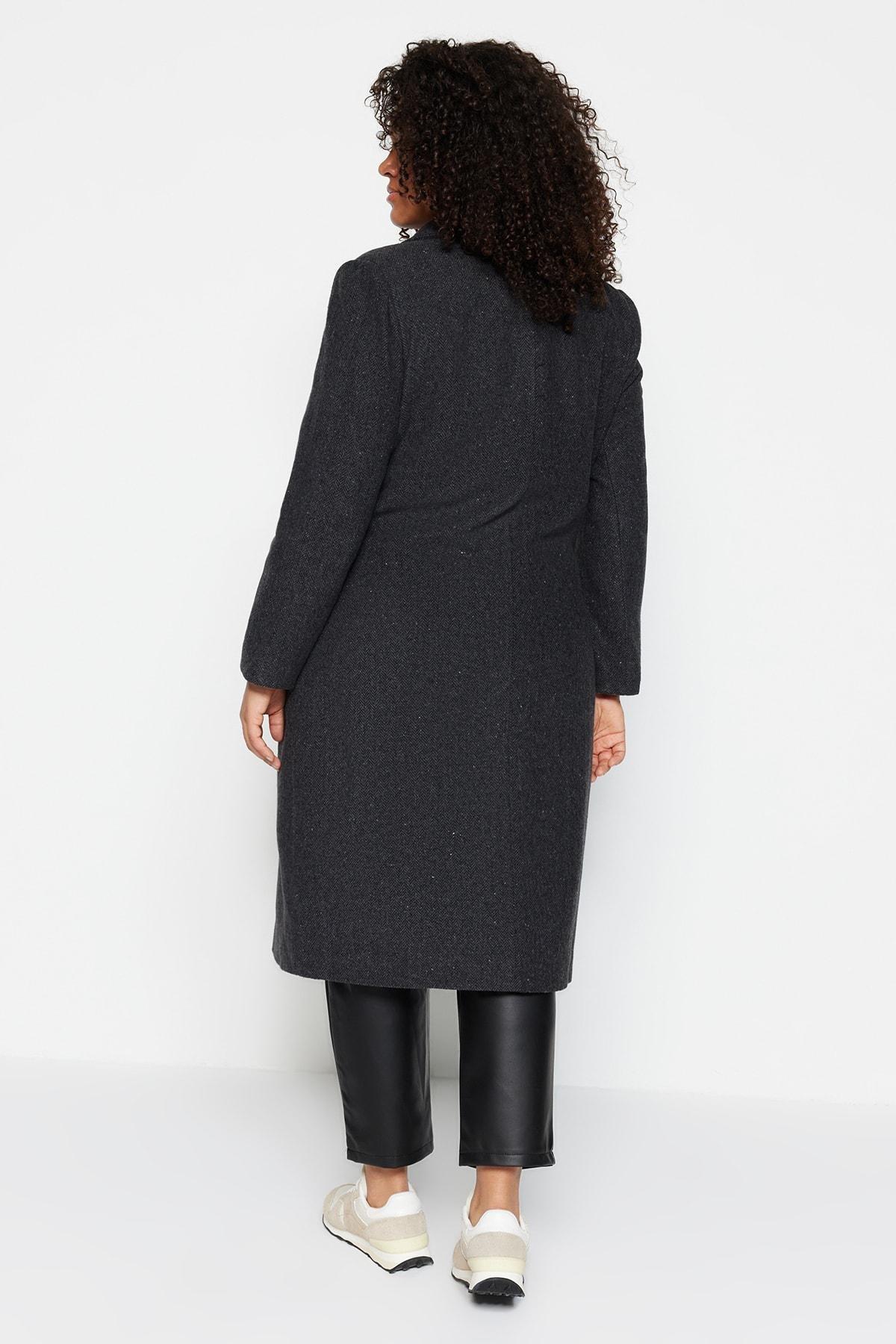 Black Puffer Plus Size Coat, , large image number 4