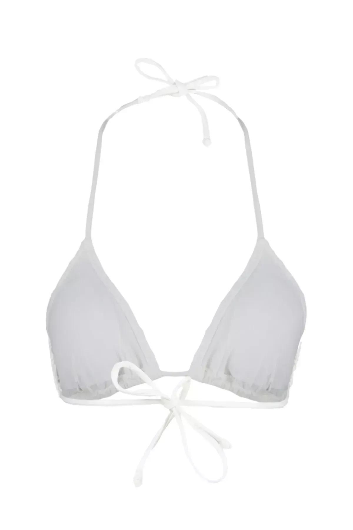 Cream Textured Bikini Top, Ecru, large image number 7