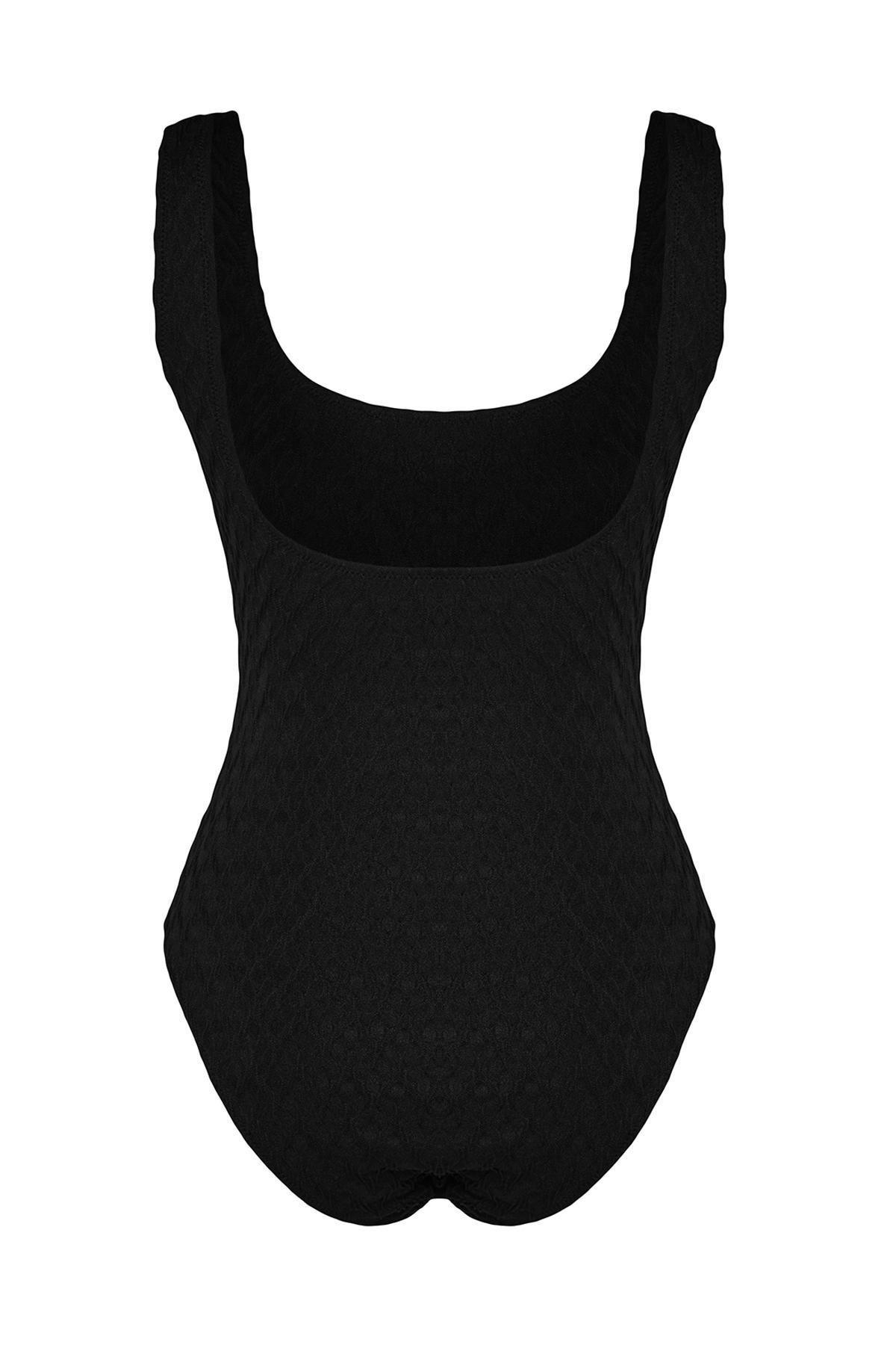 Black Square Neck Swimsuit, , large image number 6