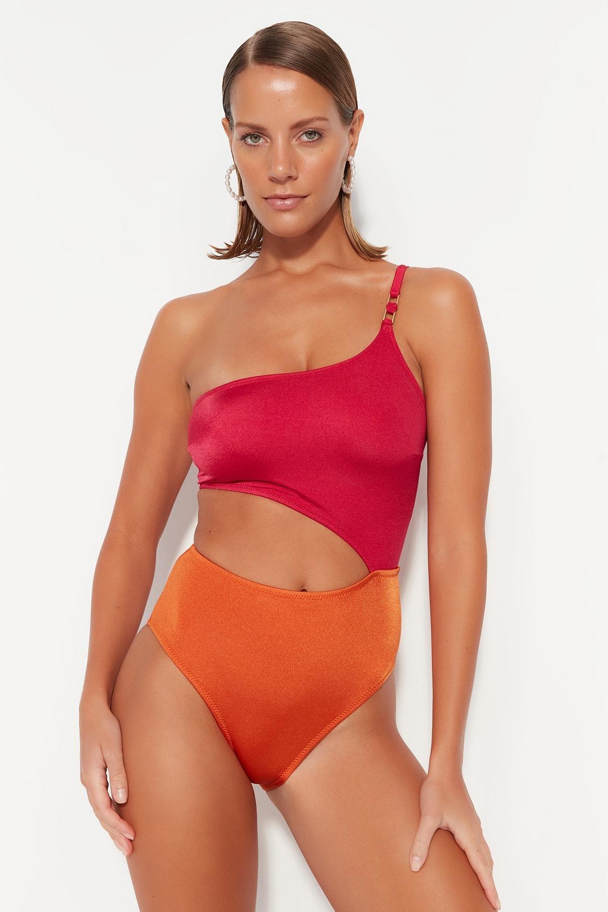 Red Slim Swimsuit, , large image number 2