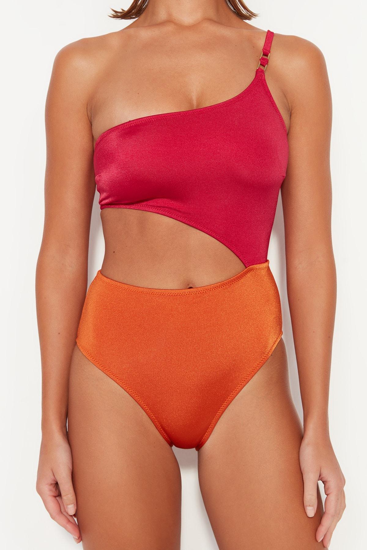 Red Slim Swimsuit, , large image number 3