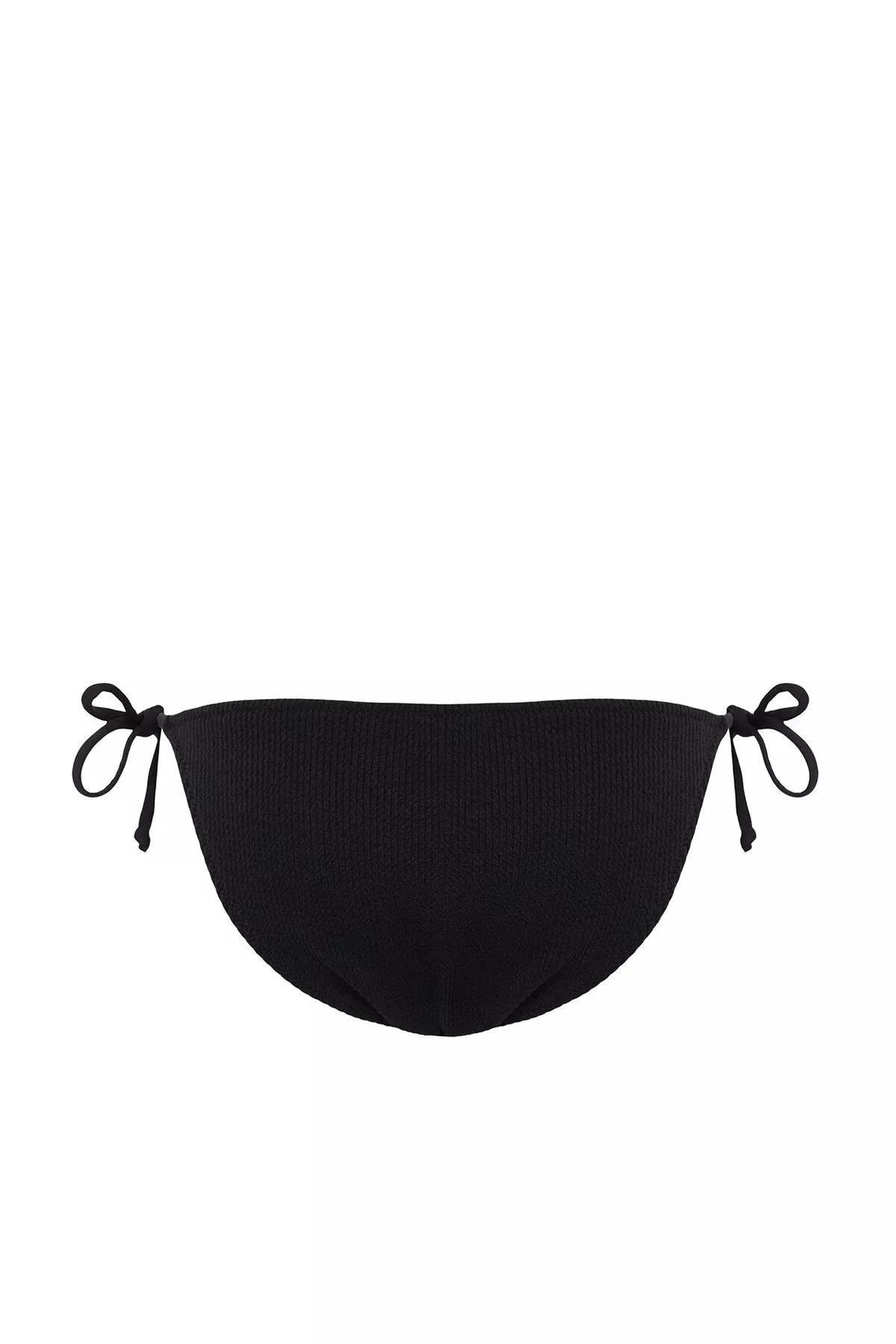 Black Tied Textured Bikini Bottom, , large image number 5