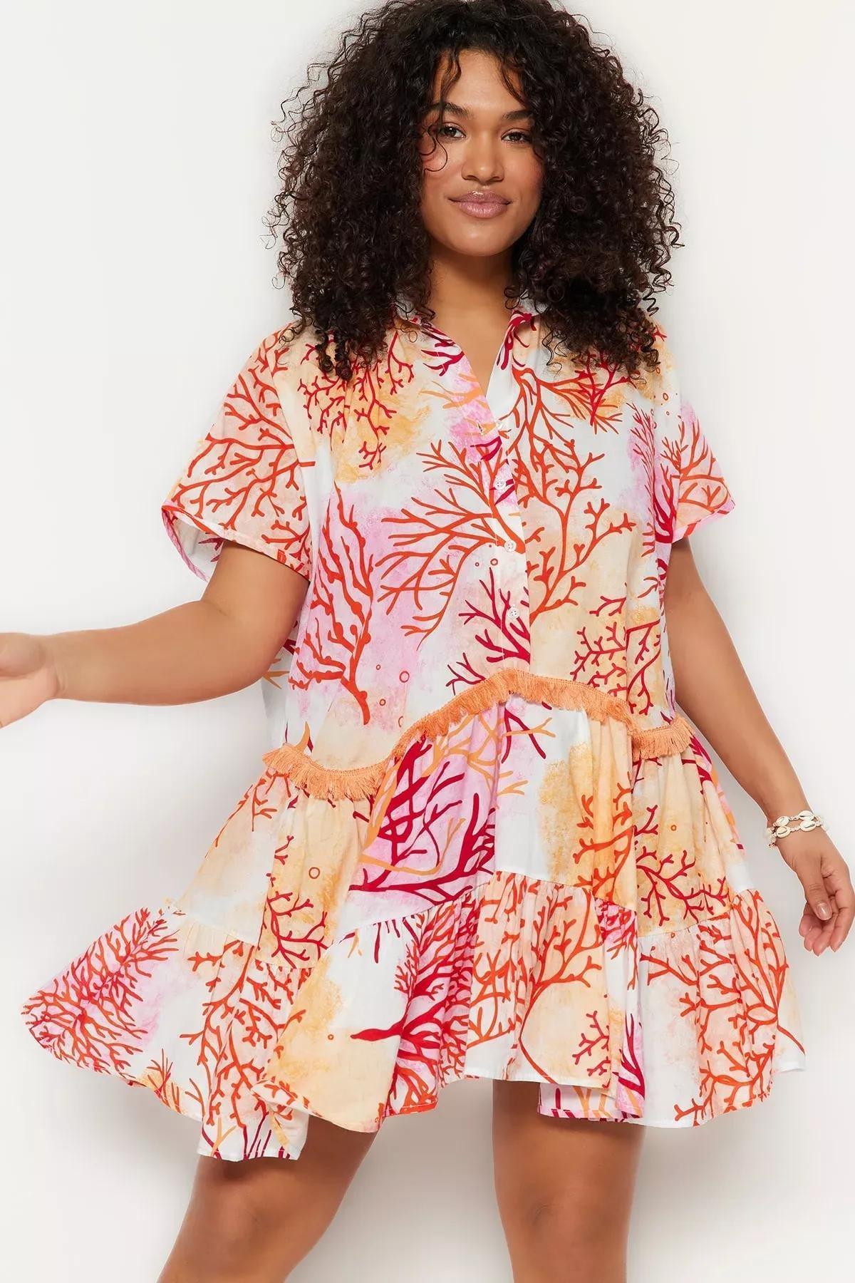 Orange Skater Plus Size Dress, Orange, large image number 2