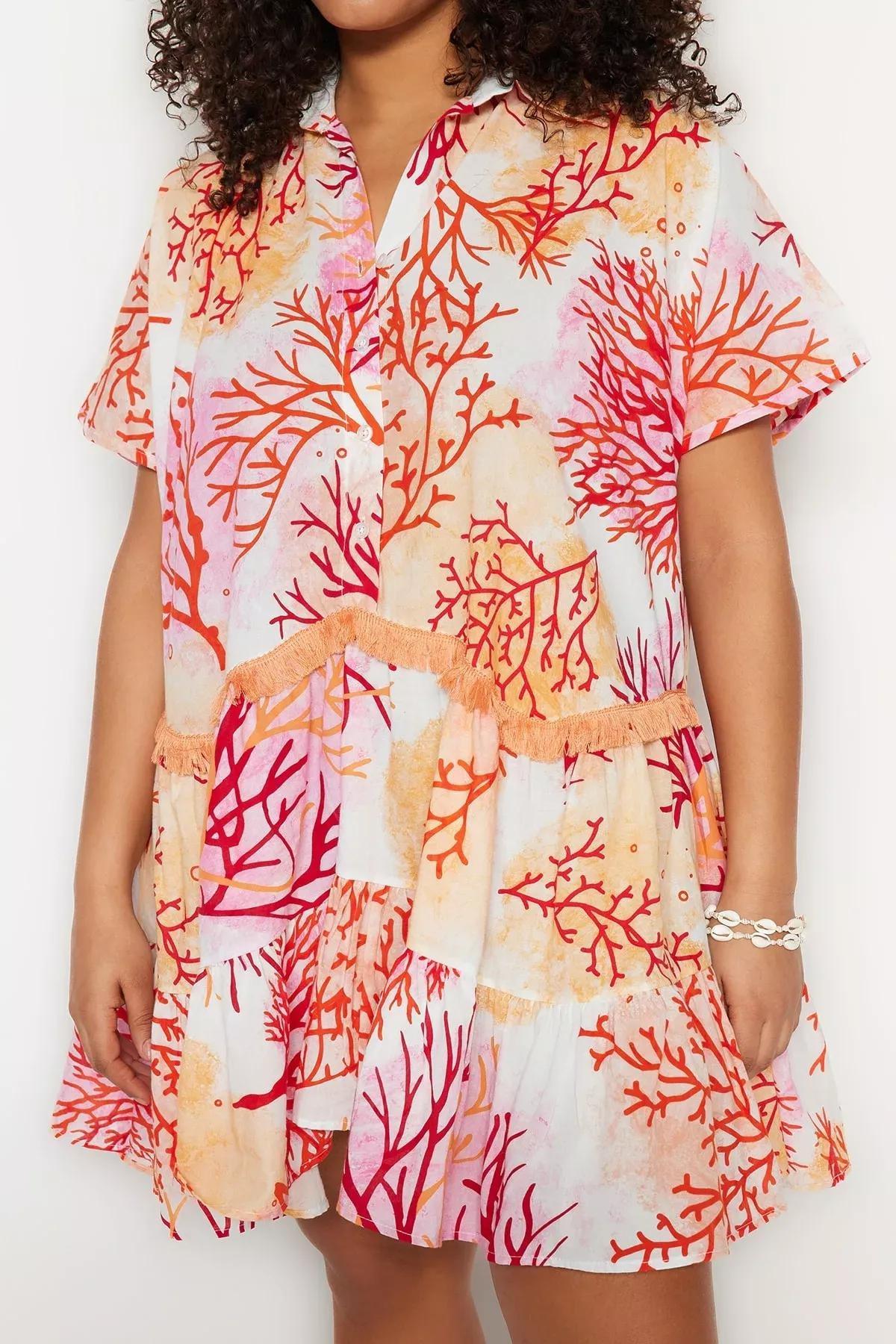 Orange Skater Plus Size Dress, Orange, large image number 4