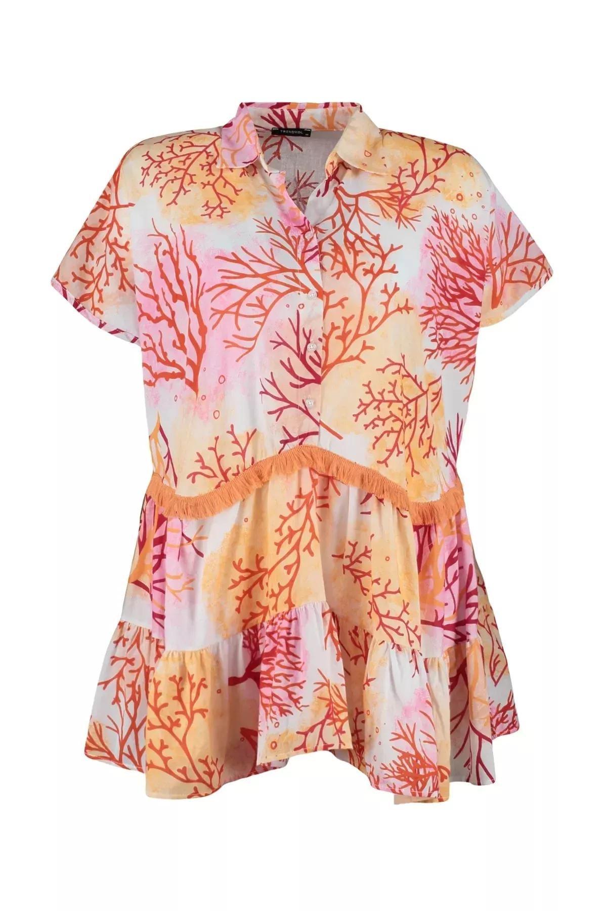 Orange Skater Plus Size Dress, Orange, large image number 5