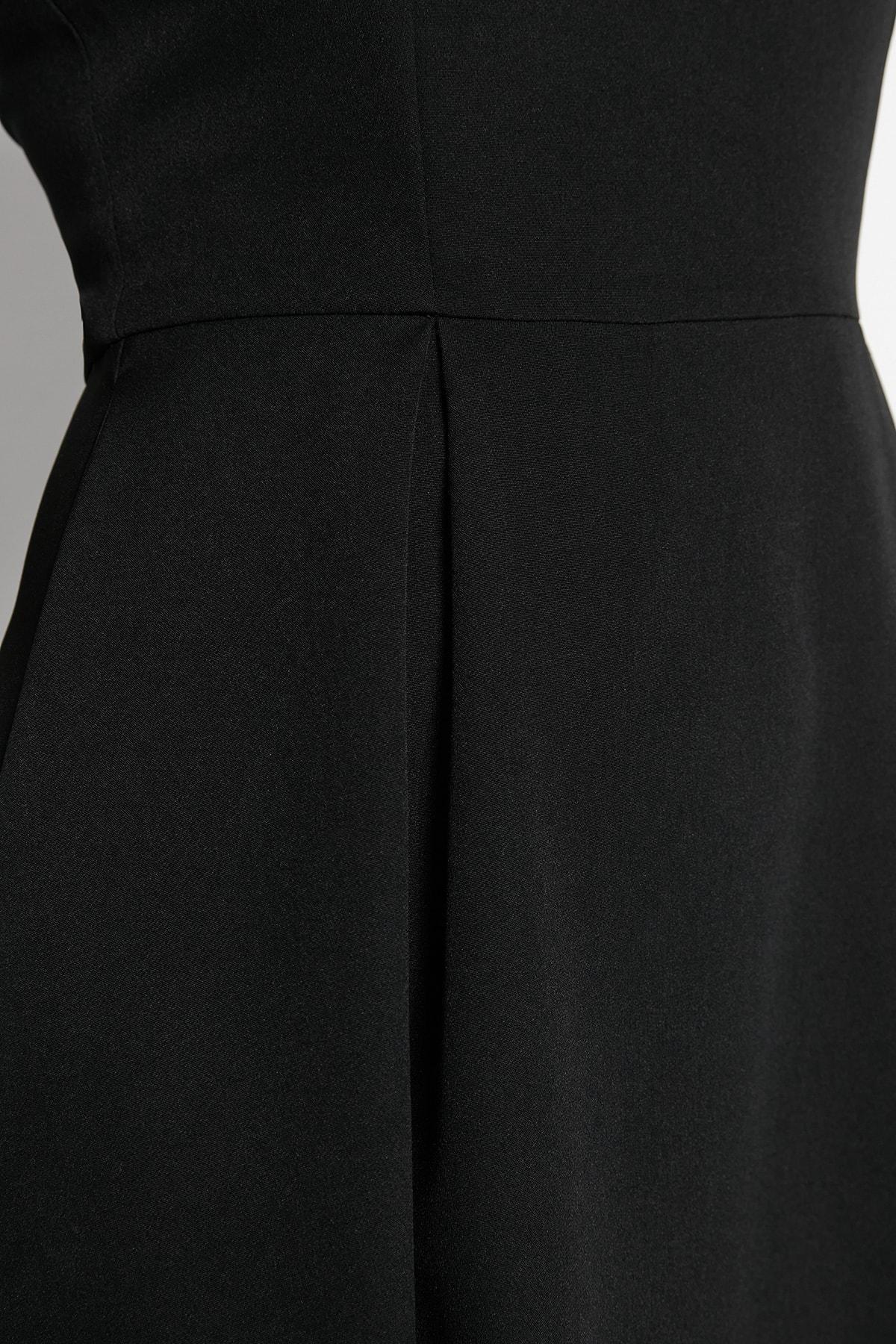 Black A Line Crew Neck Dress, , large image number 7