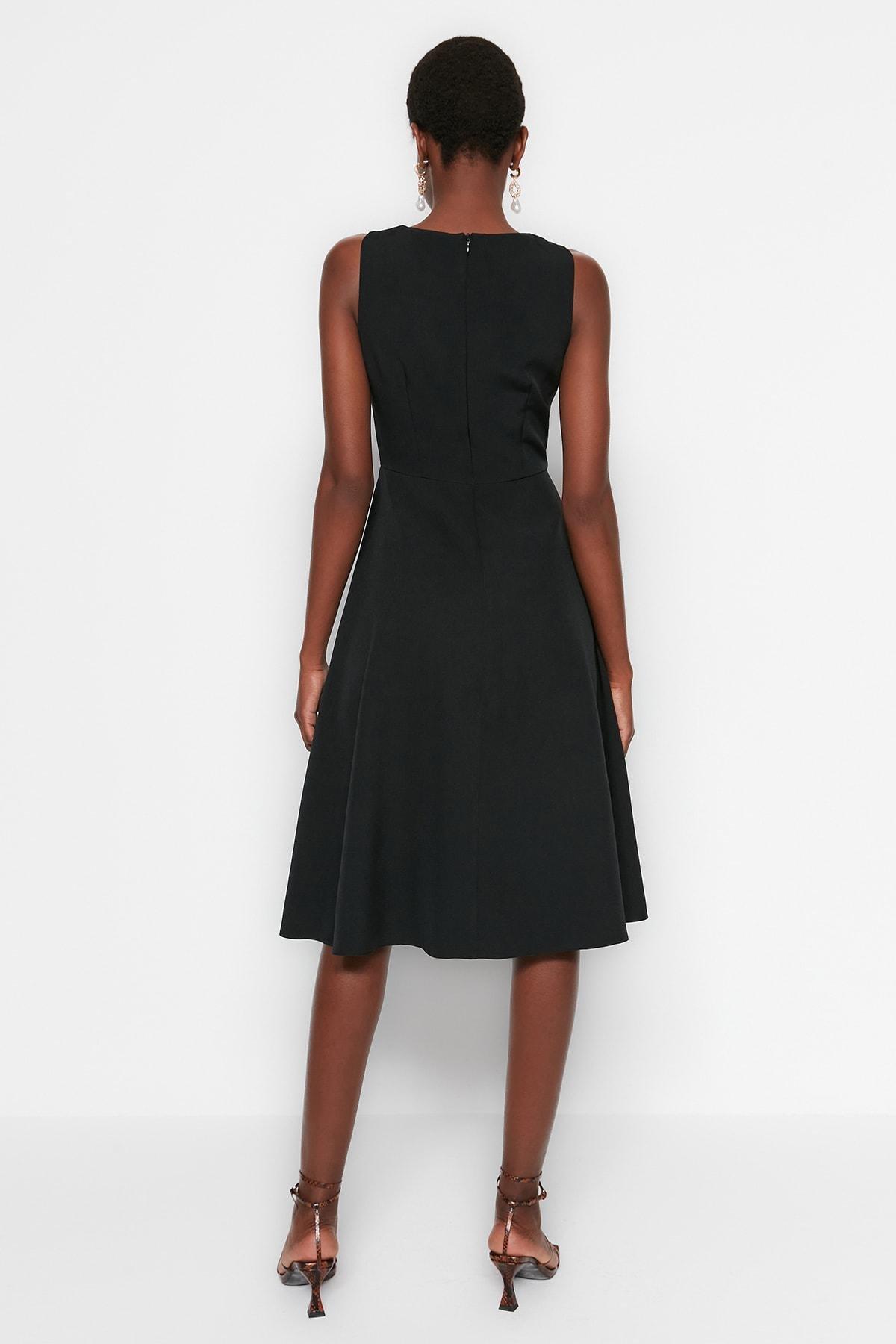 Trendyol - Black A Line Crew Neck Dress