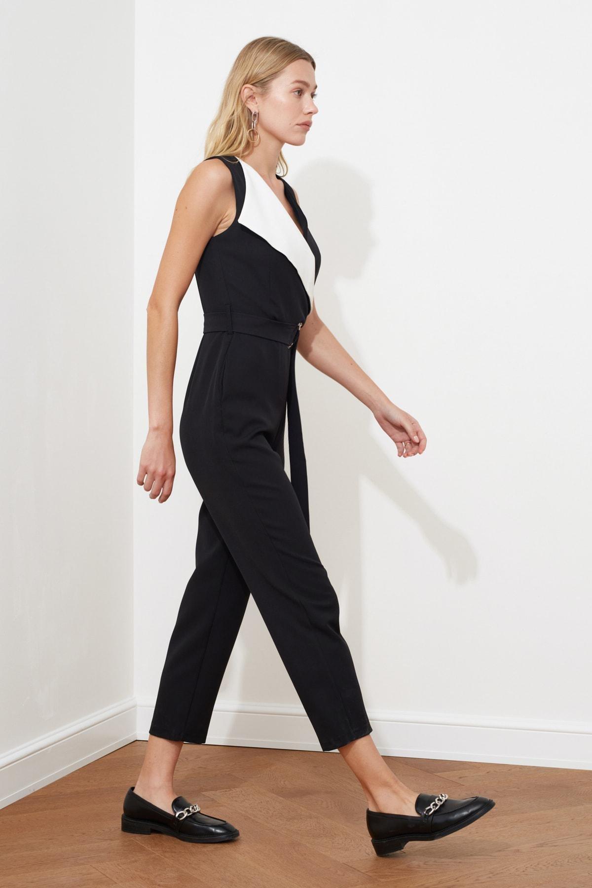 Black V Neck Jumpsuit, , large image number 1