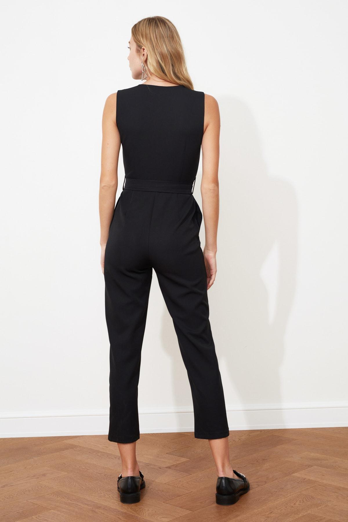 Black V Neck Jumpsuit, , large image number 4