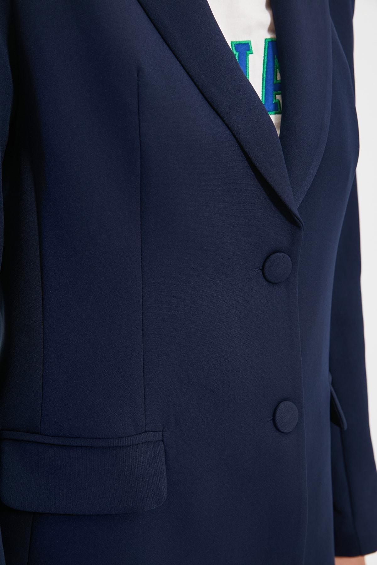 Navy Lapel Collar Jacket, , large image number 3
