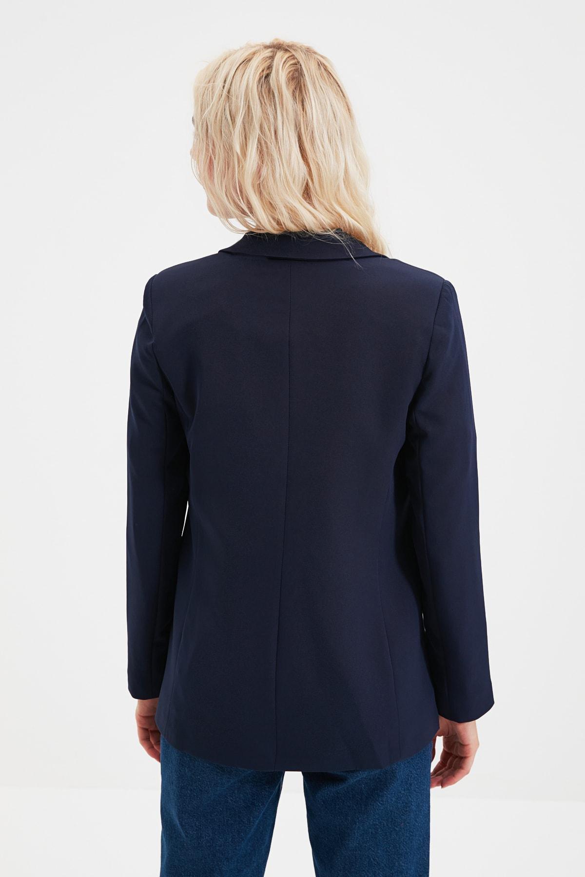 Navy Lapel Collar Jacket, , large image number 4