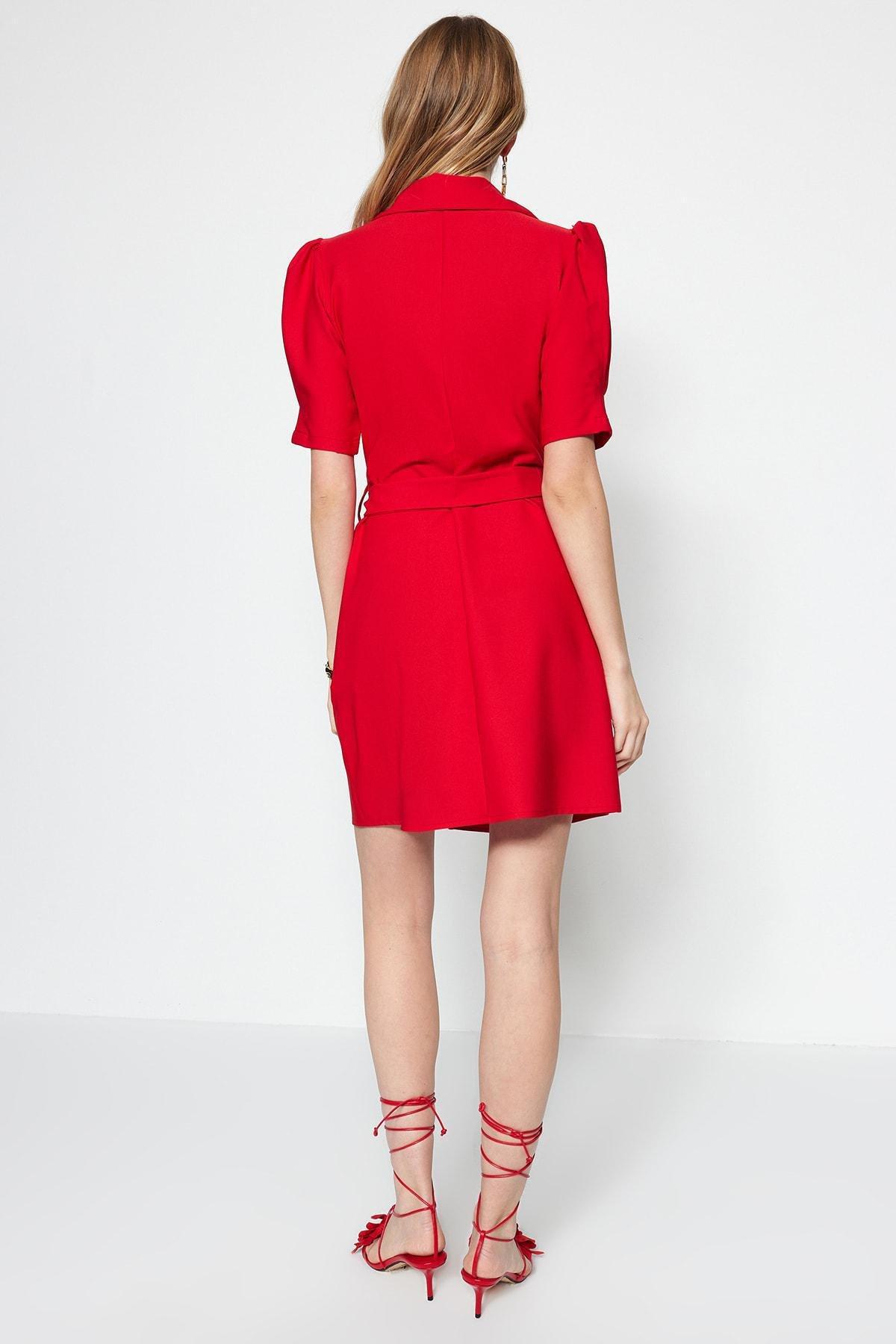 Red Crew Neck Blazer Dress, , large image number 5