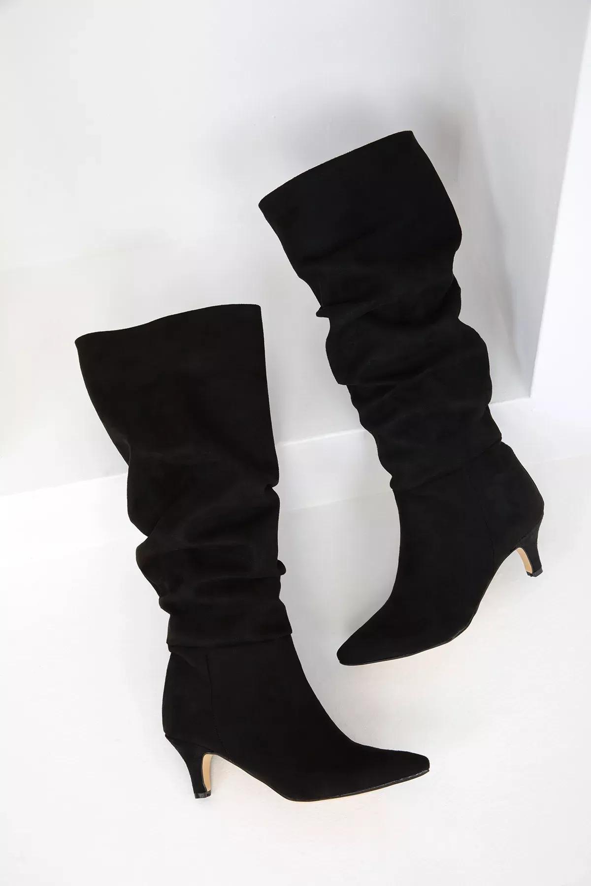 Black Suede Womens Boots 17546, , large image number 1