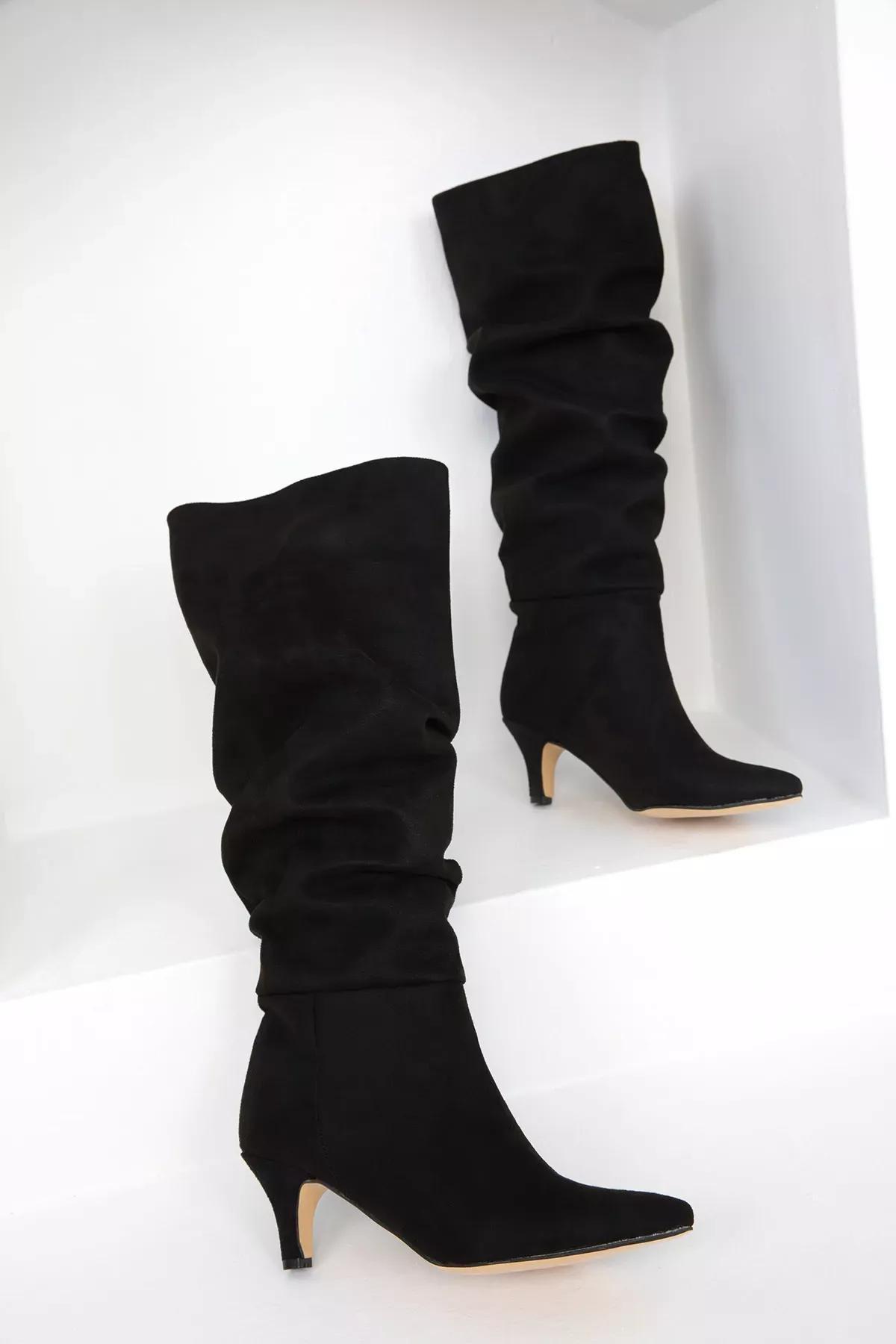 Black Suede Womens Boots 17546, , large image number 3