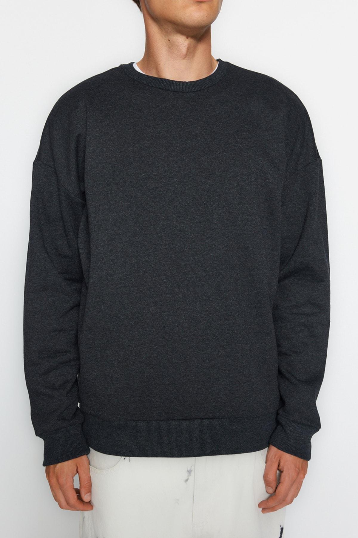 Black Printed Oversize Sweater, Gray, large image number 3