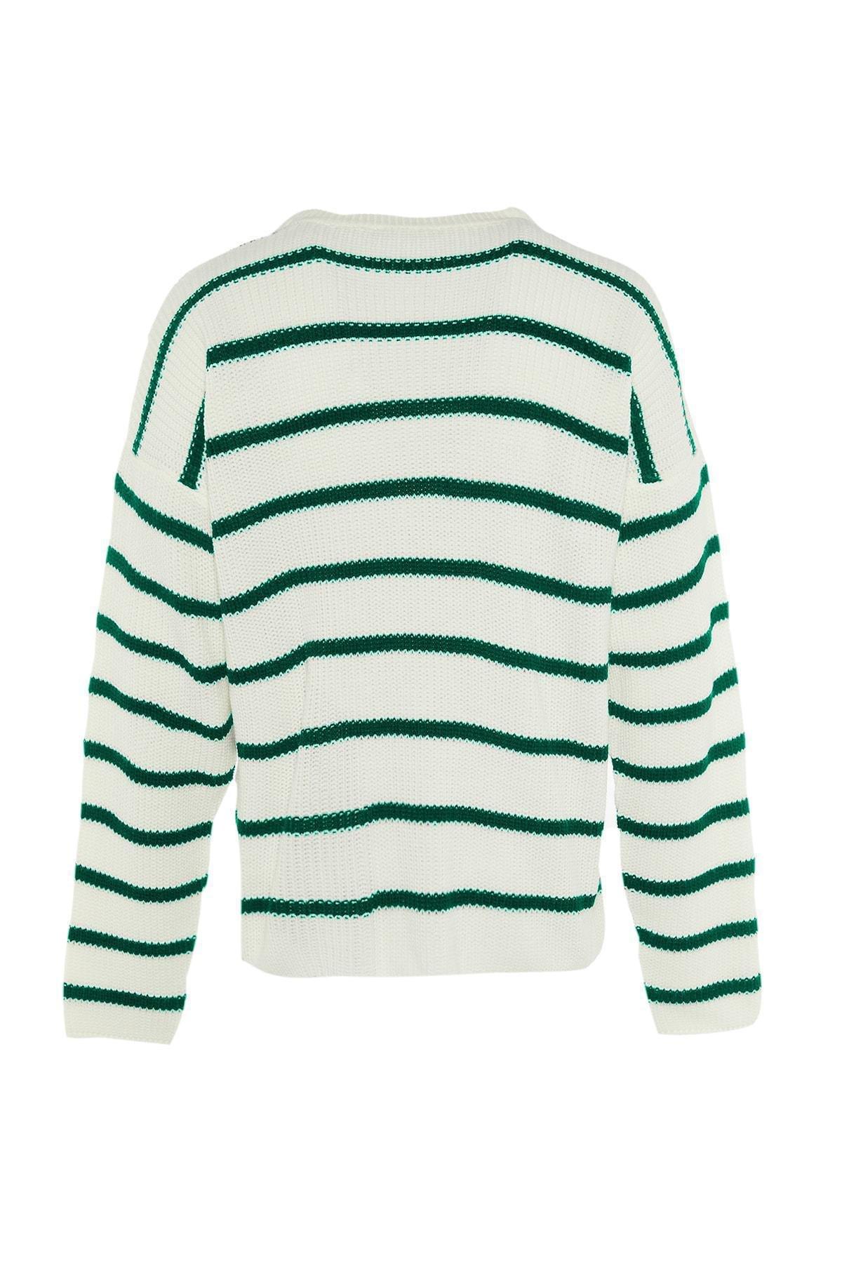 Green Striped Oversize Sweater, , large image number 7