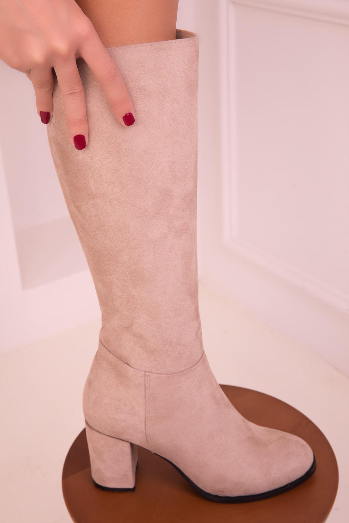 Beige Suede Boots, C101_3847, large image number 3
